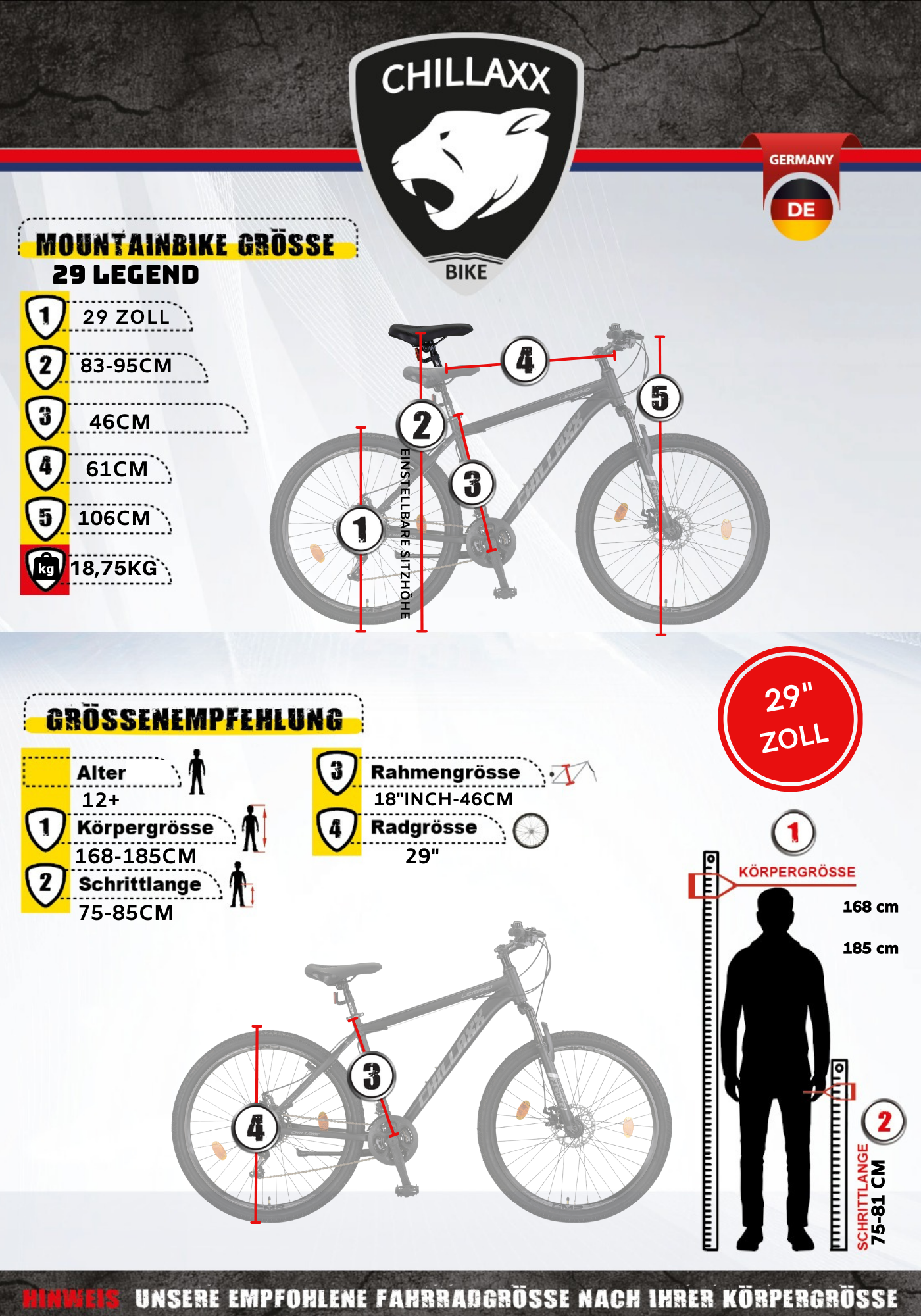 Schwarz-Disc-Bremse / 29 Zoll