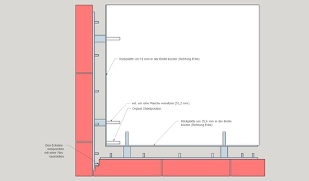 Salzwand mit Aussenecke mit ausgearbeiteten Eckstein