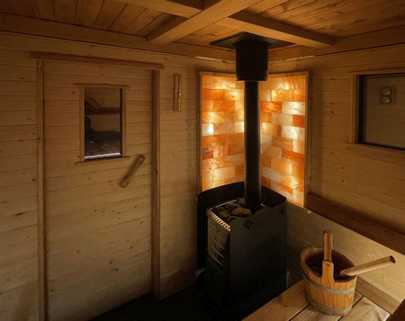 Salzwand in einer Sauna Salzwand in einer Sauna