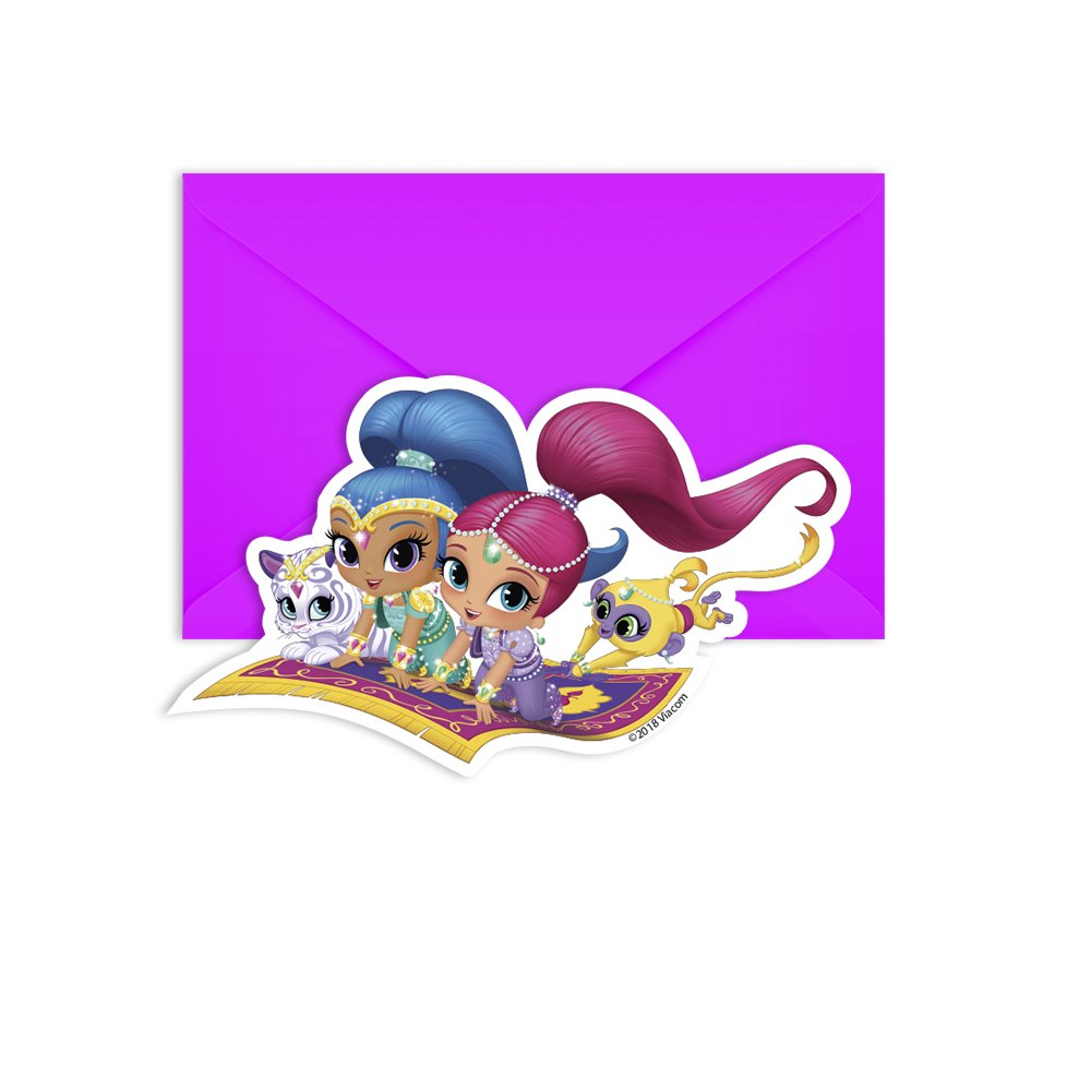 Shimmer und Shine - Glitter Friends 6 Gestanzte Einladungskarten mit Umschlag Shimmer und Shine - Glitter Friends 6 Gestanzte Einladungskarten mit Umschlag