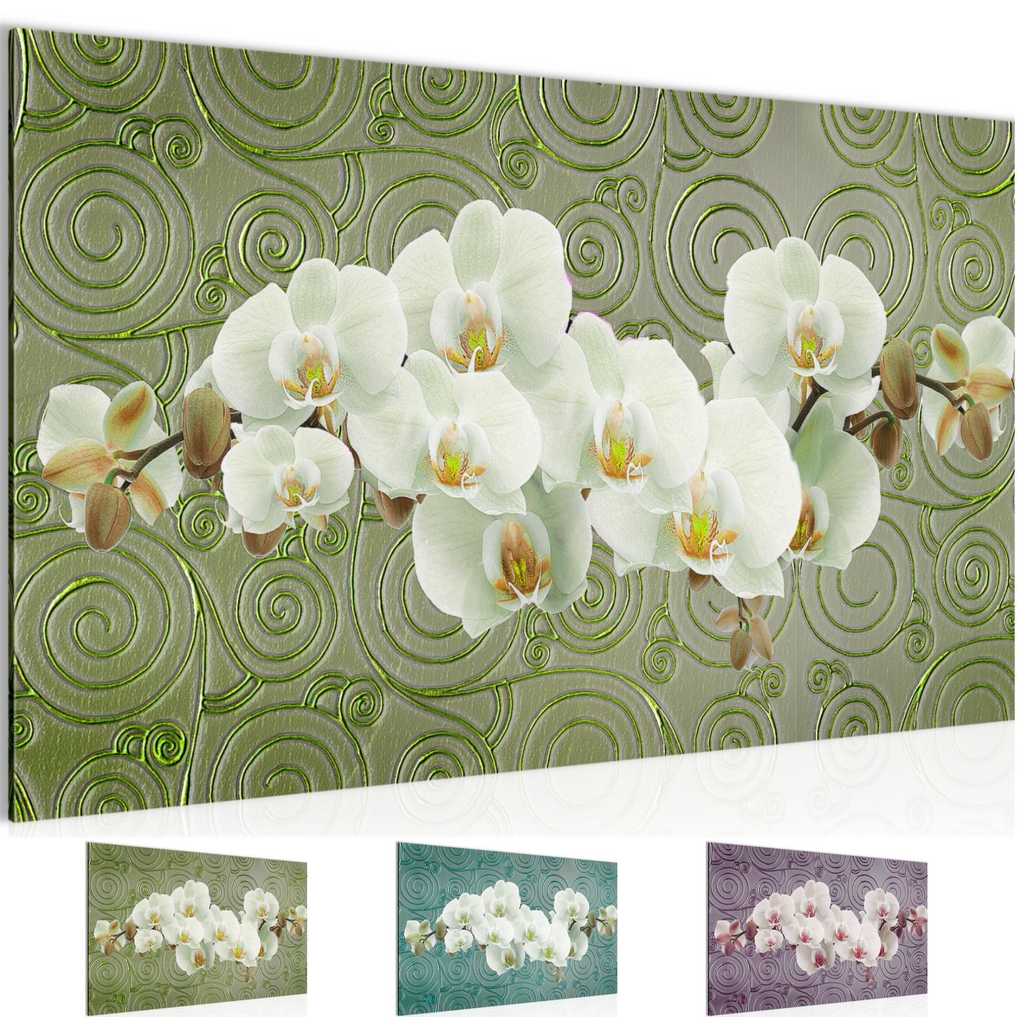 Deko Kunstdruck Leinwand aus Vlies Bild Bilder Wandbild XXL Blumen Orchidee