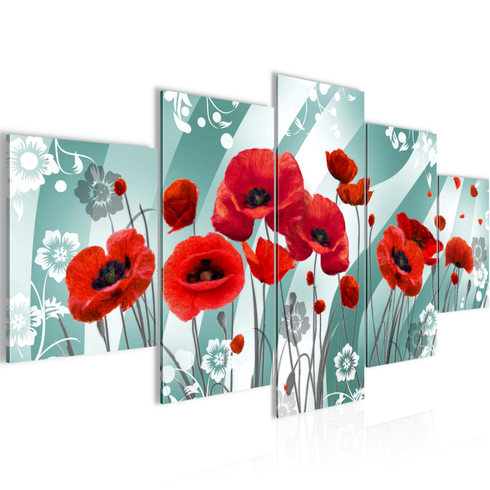 Blumen Mohnblumen BILD KUNSTDRUCK - AUF VLIES LEINWAND - XXL DEKORATION