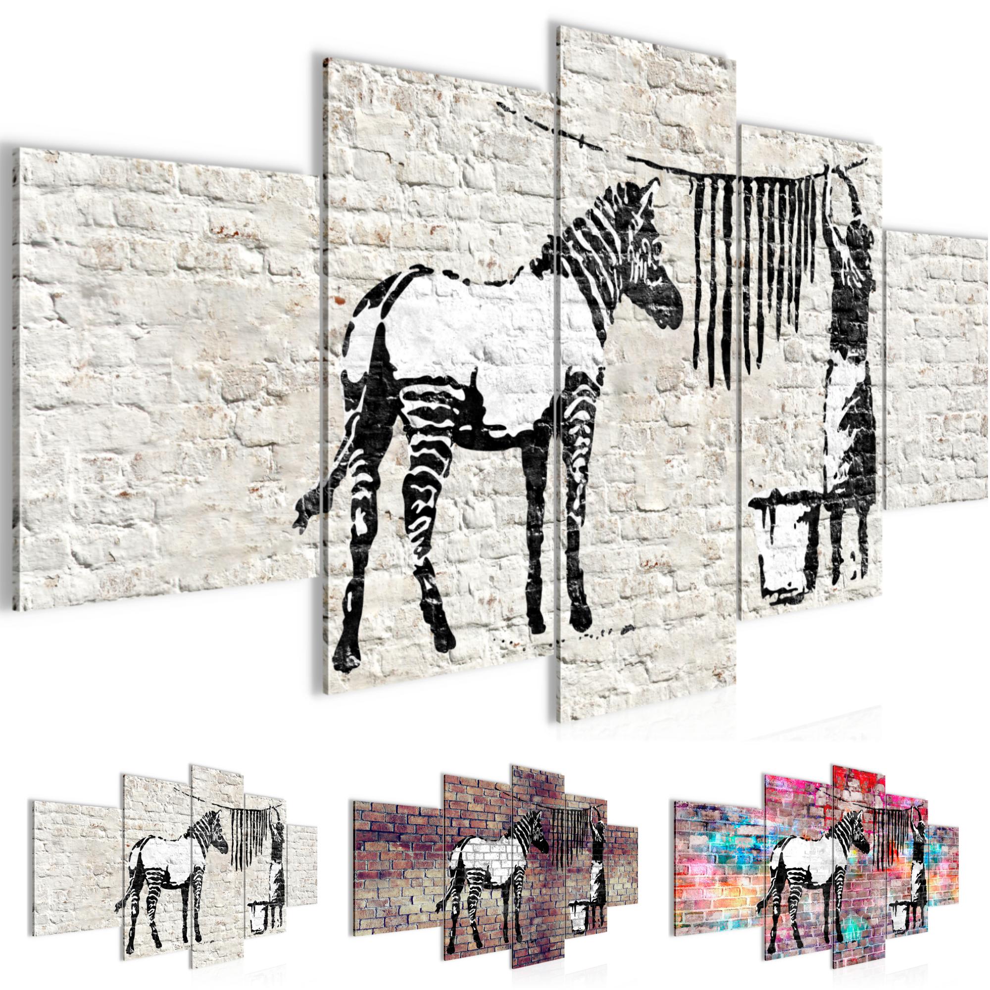 WANDBILDER XXL BILDER Washing Zebra Banksy Graffiti VLIES LEINWAND BILD KUNSTD