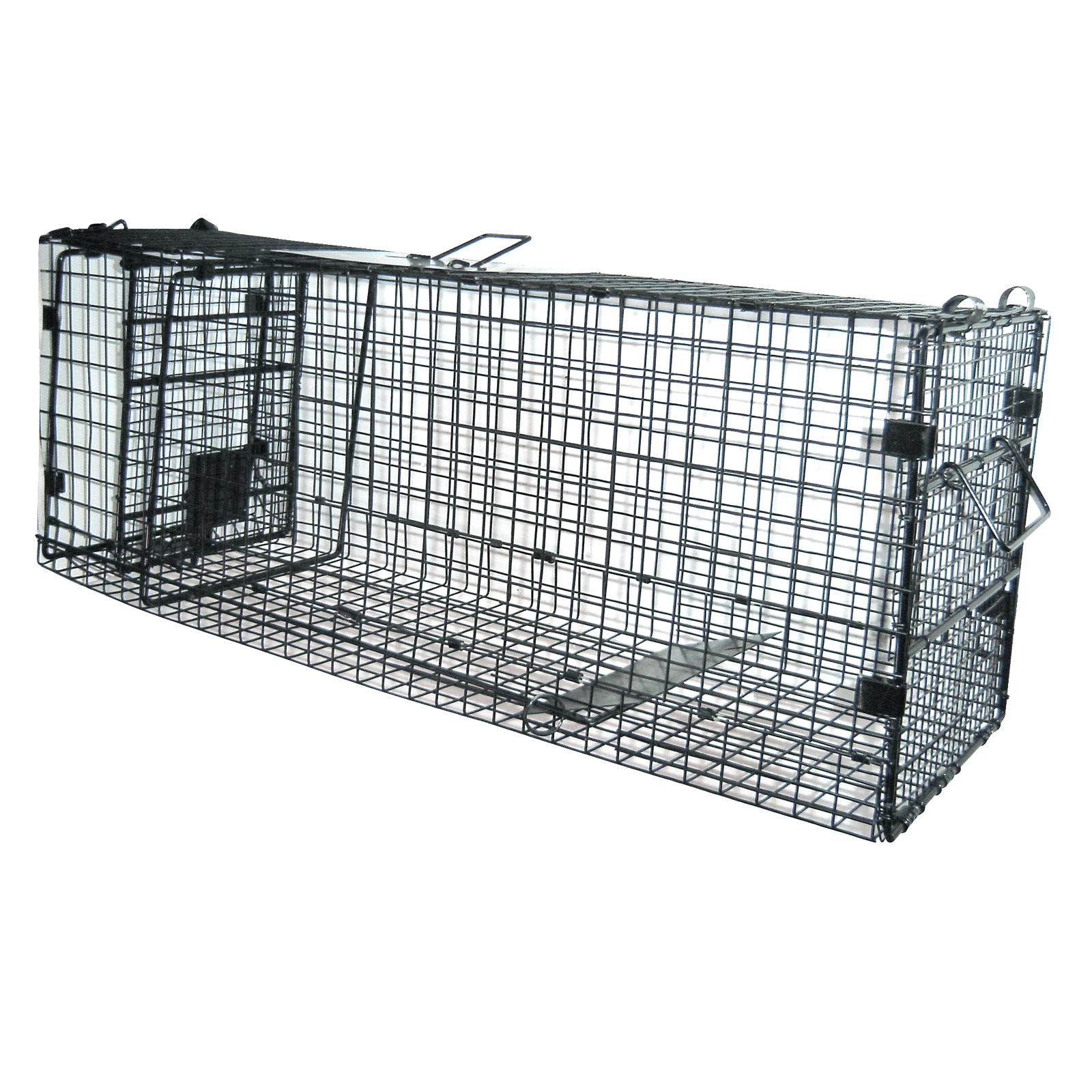 Metall Kastenfalle Lebendfalle 81x28x32 cm, Katzen-, Marder-, Iltisfalle, stabil, tierschonend, sicher, ideal für Garten, Hof, Dachboden, Tierfang
