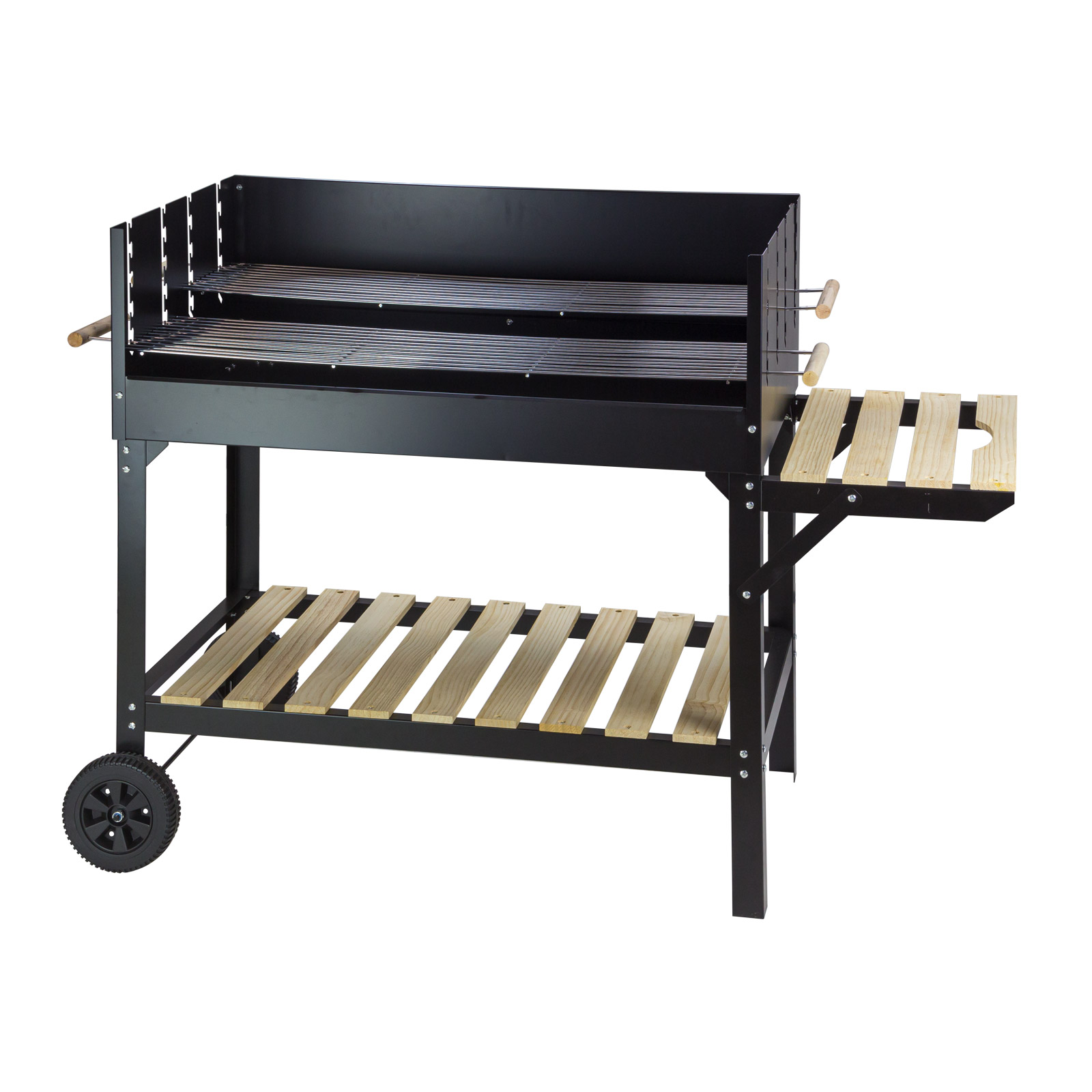 Grillwagen XXL ALMERIA – Holzkohlegrill, Gartengrill, Barbecue Grill, fahrbar, schwarz, robust, langlebig, leicht zu reinigen – Garten, Terrasse,