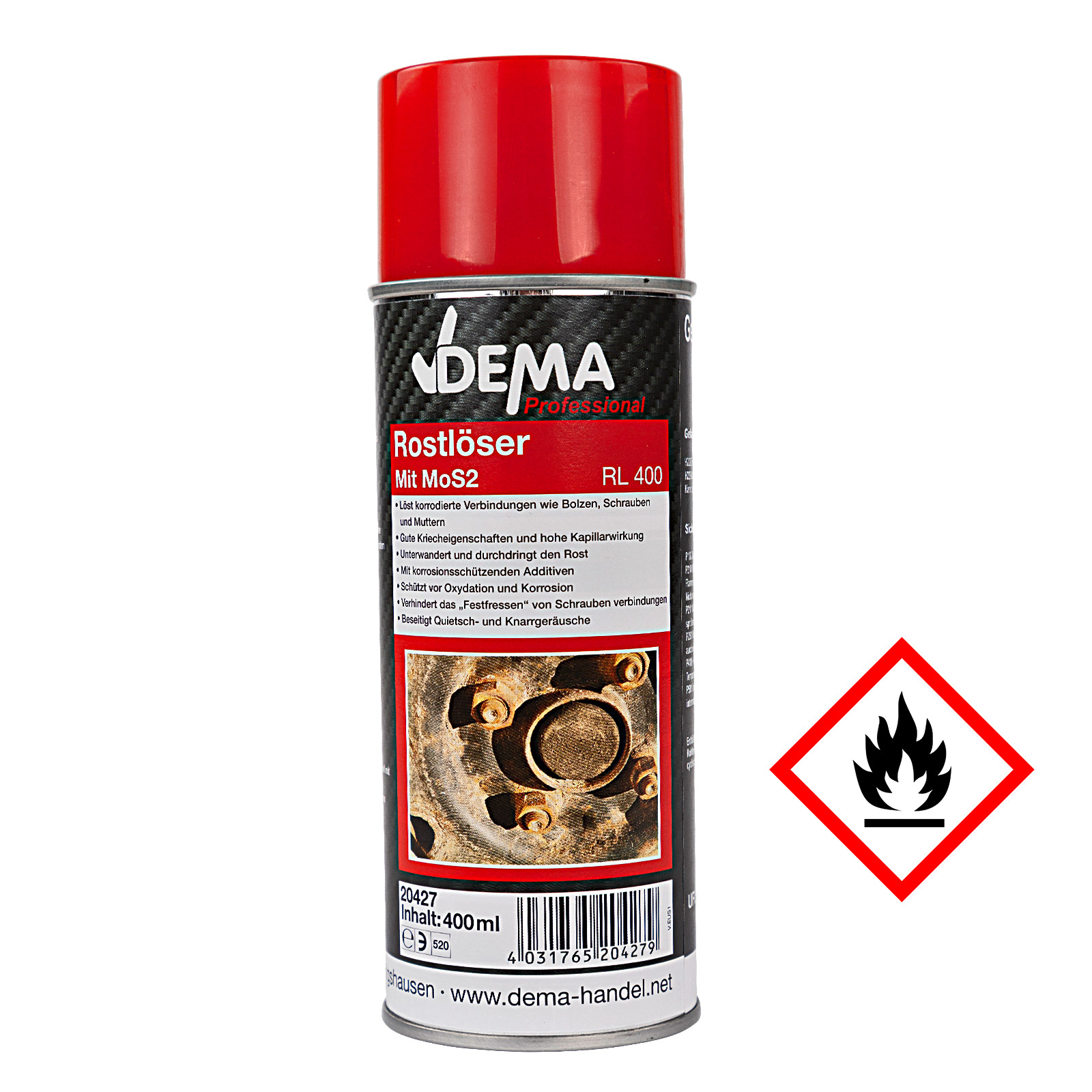 Rostlöser Kriechöl PRO Spraydose 400 ml Multifunktionsöl, Kontaktspray für Rostschutz, Schmierung, Entfettung, ideal für Fahrzeuge, Maschinen, We