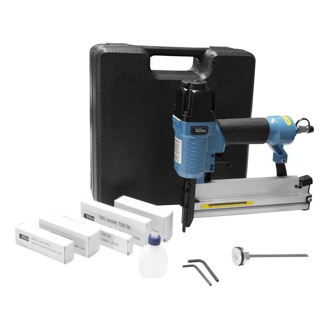 Güde Druckluft Klammergerät Nagler Druckluftnagler Druckluftklammergerät Kombiset inkl. Klammern & Nägel