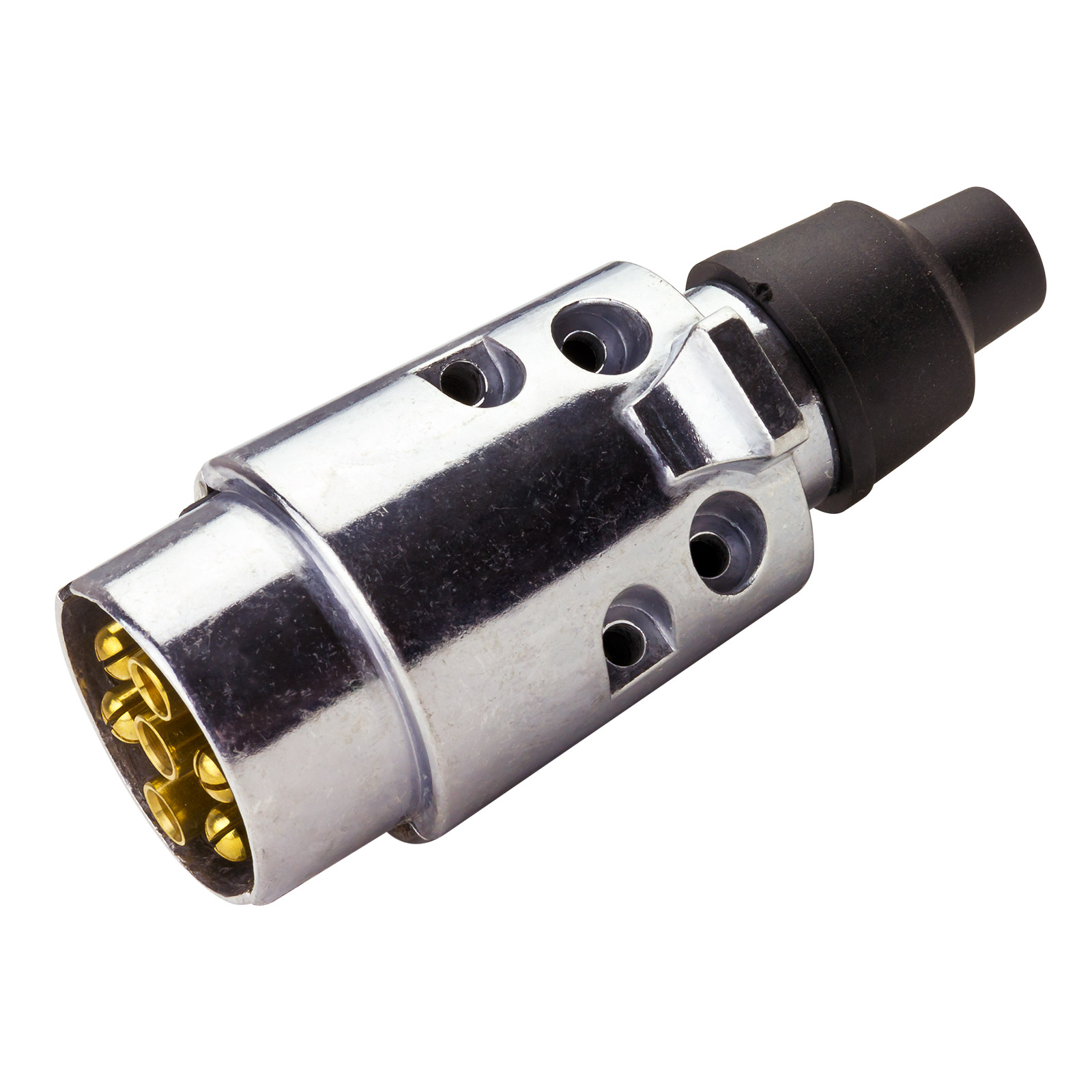 Anhänger-Stecker 12V 7-polig – Metall/Aluminium, Gehäuse, Messing-Kontakte – robust, langlebig – für Anhänger, PKW, Caravan, Boot, Stromvers