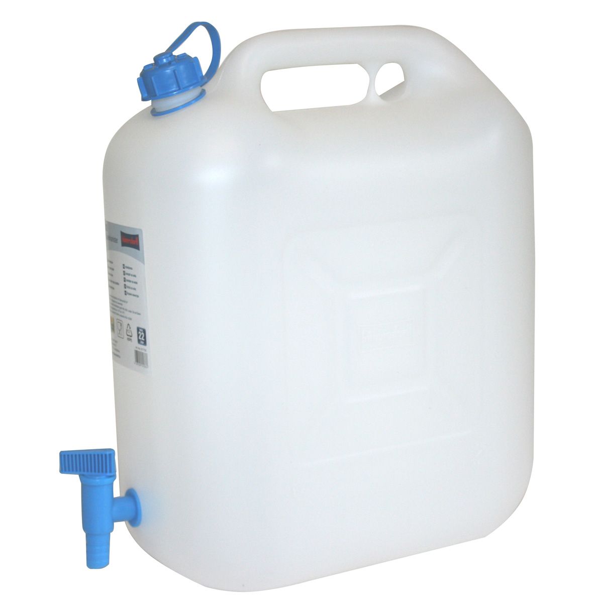 Hünersdorff Wasserkanister ECO 20 L mit Ablasshahn, Wasserauslauf, Trinkwasserkanister, Vorratskanister, lebensmittelecht, für Camping, Garten, Ou