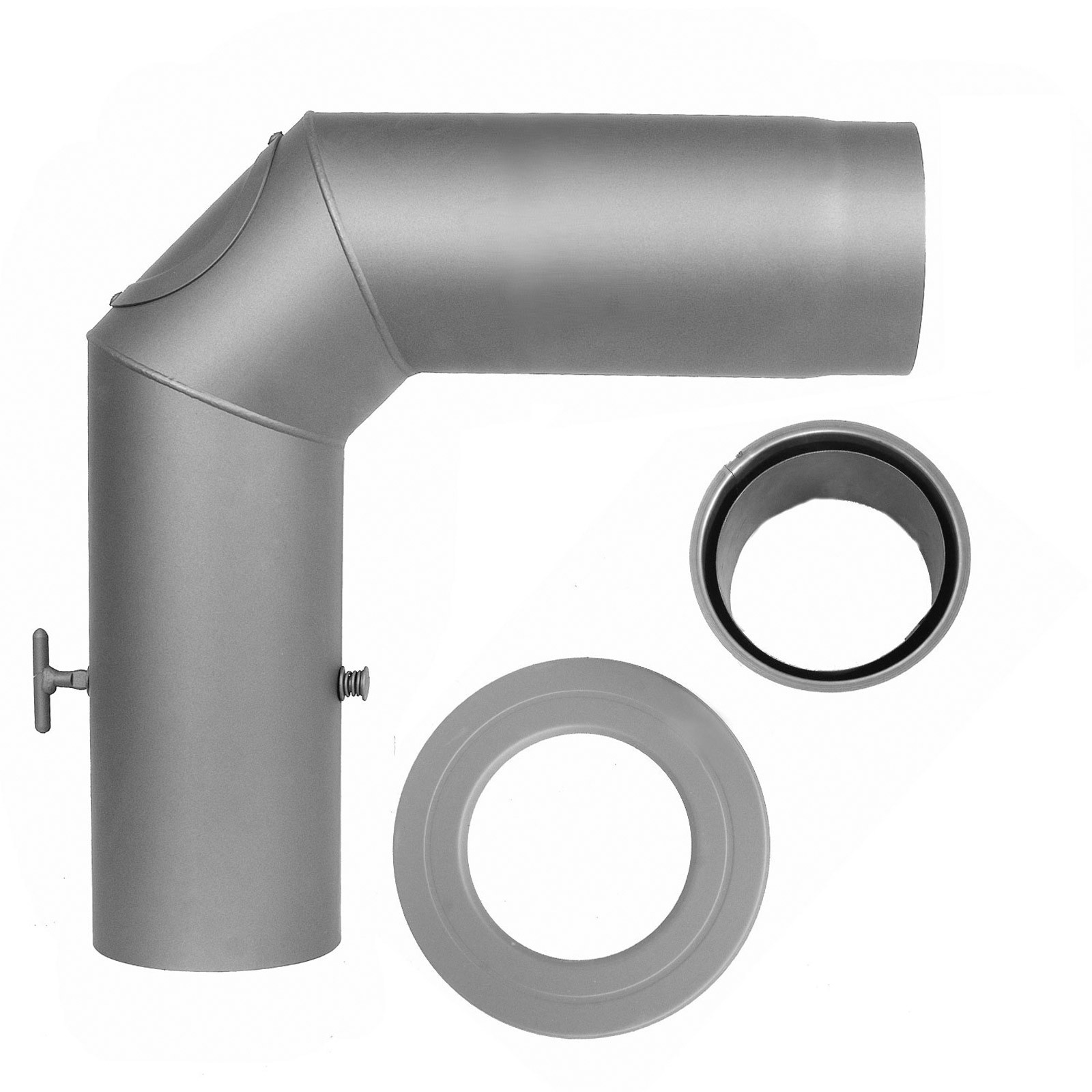 Ofenrohr Set 150 mm Grau | Rauchrohr für Kaminöfen | Robustes & Hitzebeständiges Rohrsystem