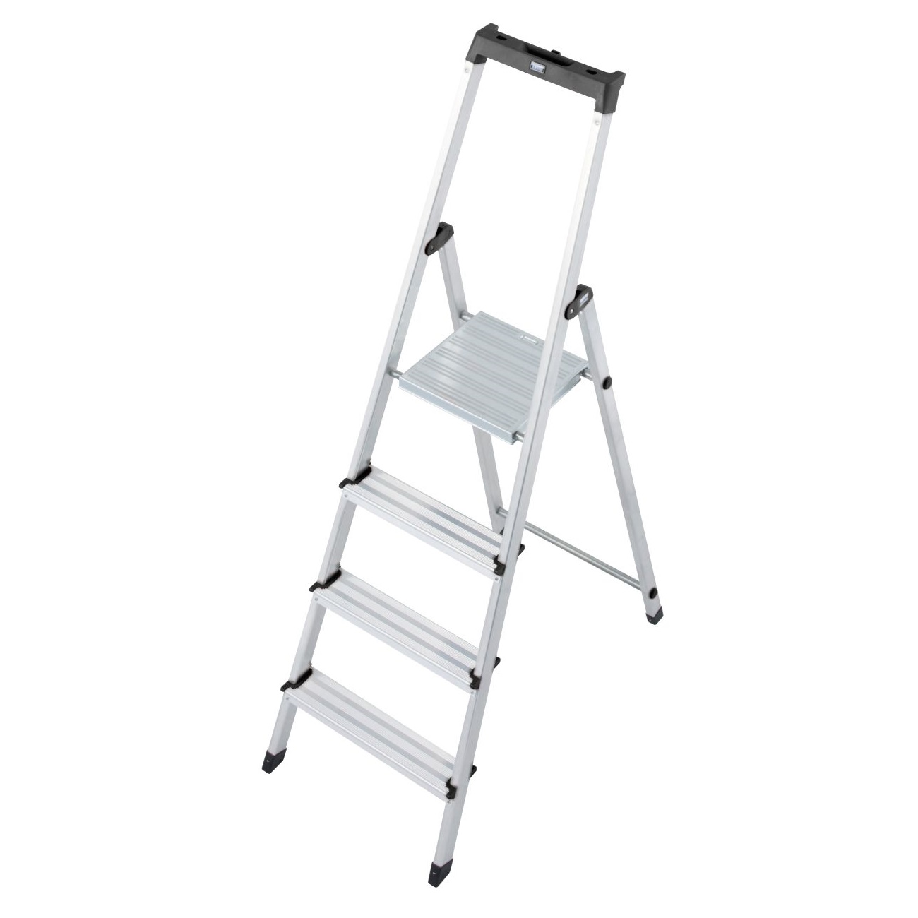 Krause Monto Alu Stufen-Stehleiter SOLIDY 1x 4 Tritte DIN EN 131 Aluleiter Stehleiter Stufenstehleiter Klapptritt Trittleiter Plattformleiter Haushalt