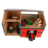 DEMA Kids Globe Bauernhof Schuppen Aus Holz - Große Spielzeug-Garage Für Traktoren 78x55x38 Cm