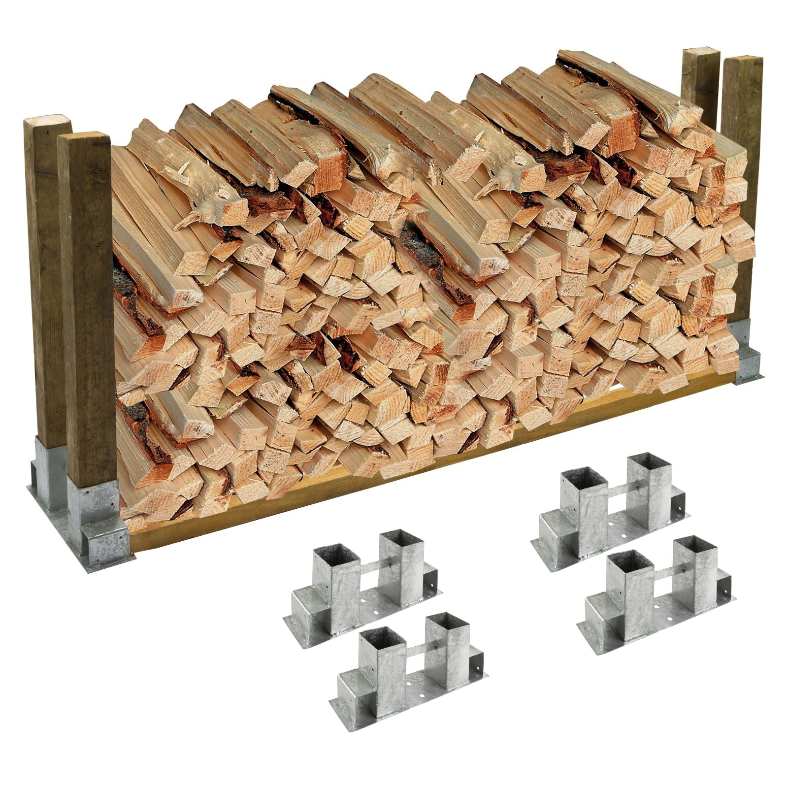 Kaminholzregal Kaminholzständer Brennholzregal Kaminofen Brennholz Stapelhilfe 4er-Set