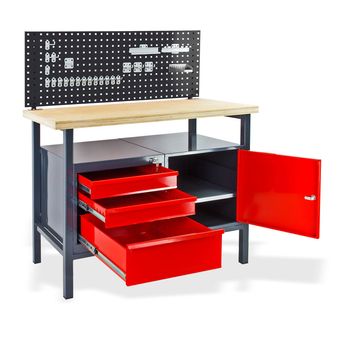 FLEXISPOT Werkbank Mit Regal & Lochwand - Starker Arbeitstisch Für Werkstatt & Büro