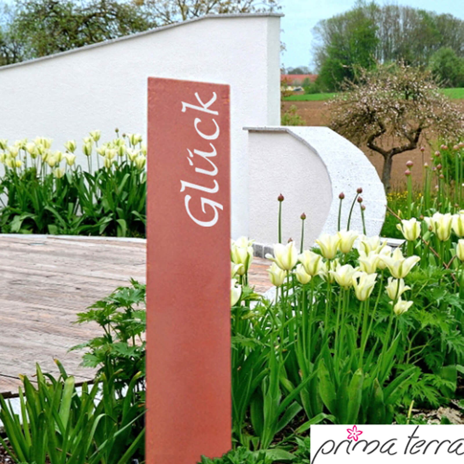 Prima Terra Edelrost Gartenstele Gartendeko Gluck