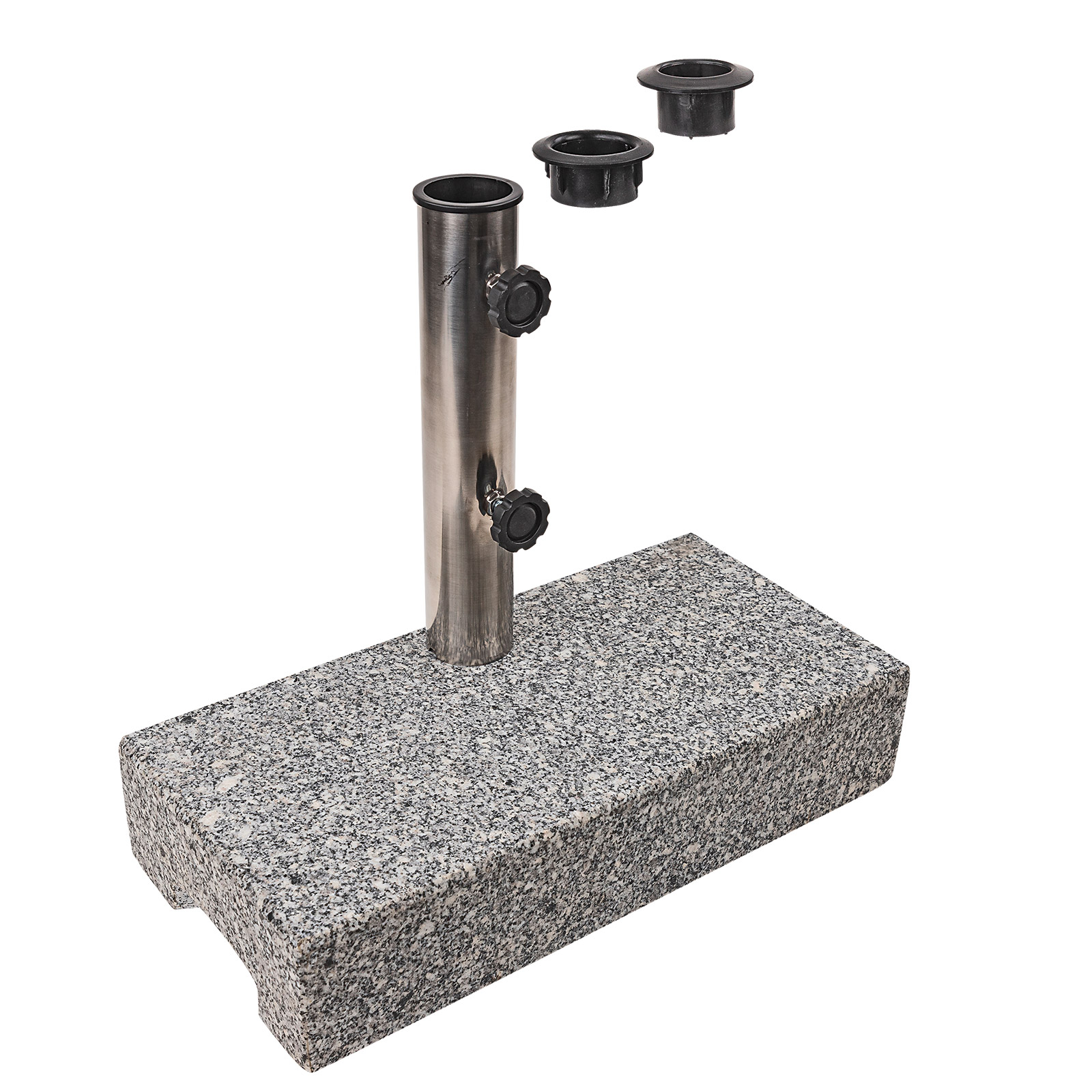 Sonnenschirmständer 25 kg – Schirmständer, Schirmfuß, halb Granit – robust, stabil, wetterfest – für Gartenschirme, Ampelschirme, Balkon, Te