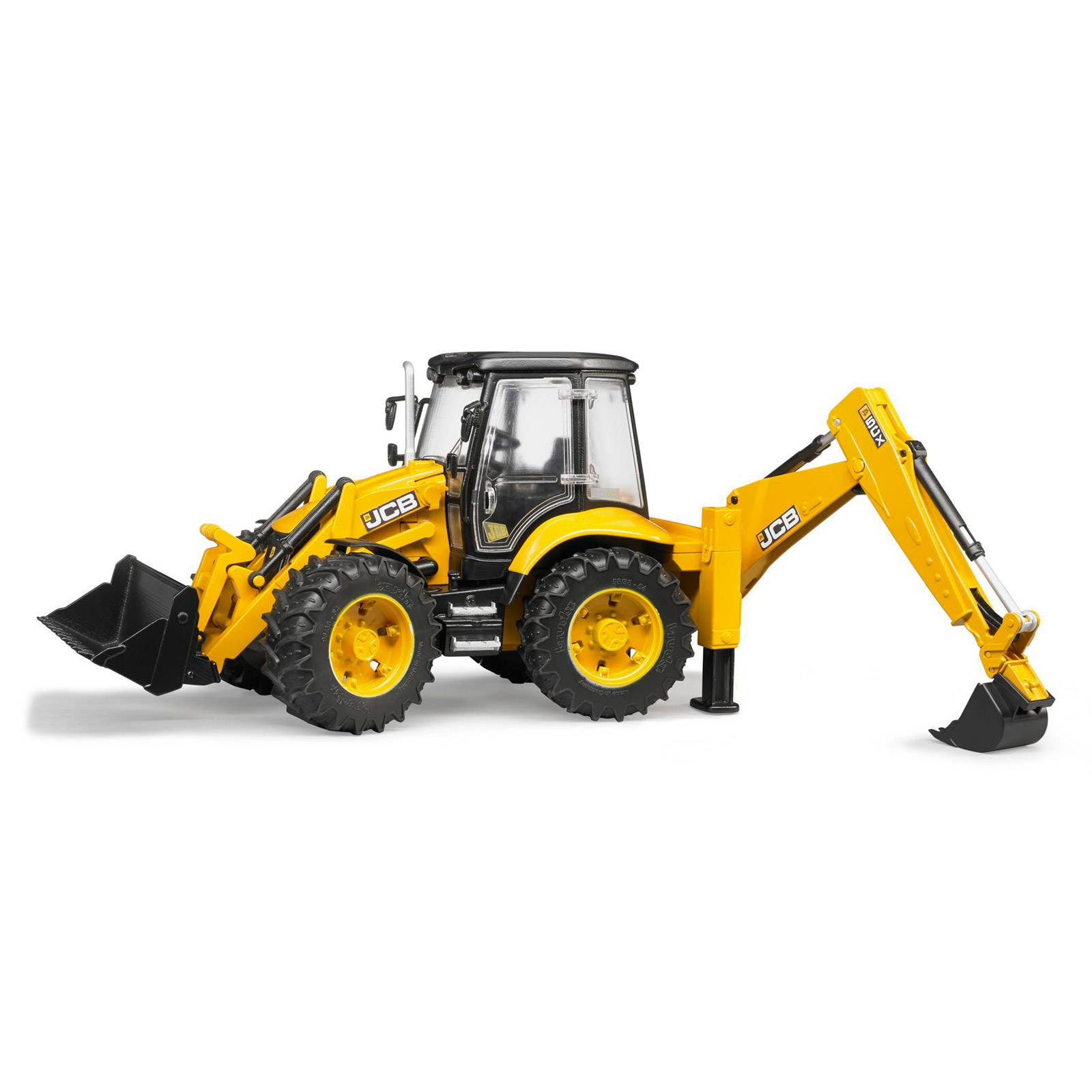 BRUDER Baggerlader 1:16 JCB 5CX 02454 - Radlader, Baufahrzeug, Spielzeugbagger - robust, detailreich, beweglich - Baustelle, Bauhof, Spielwelt