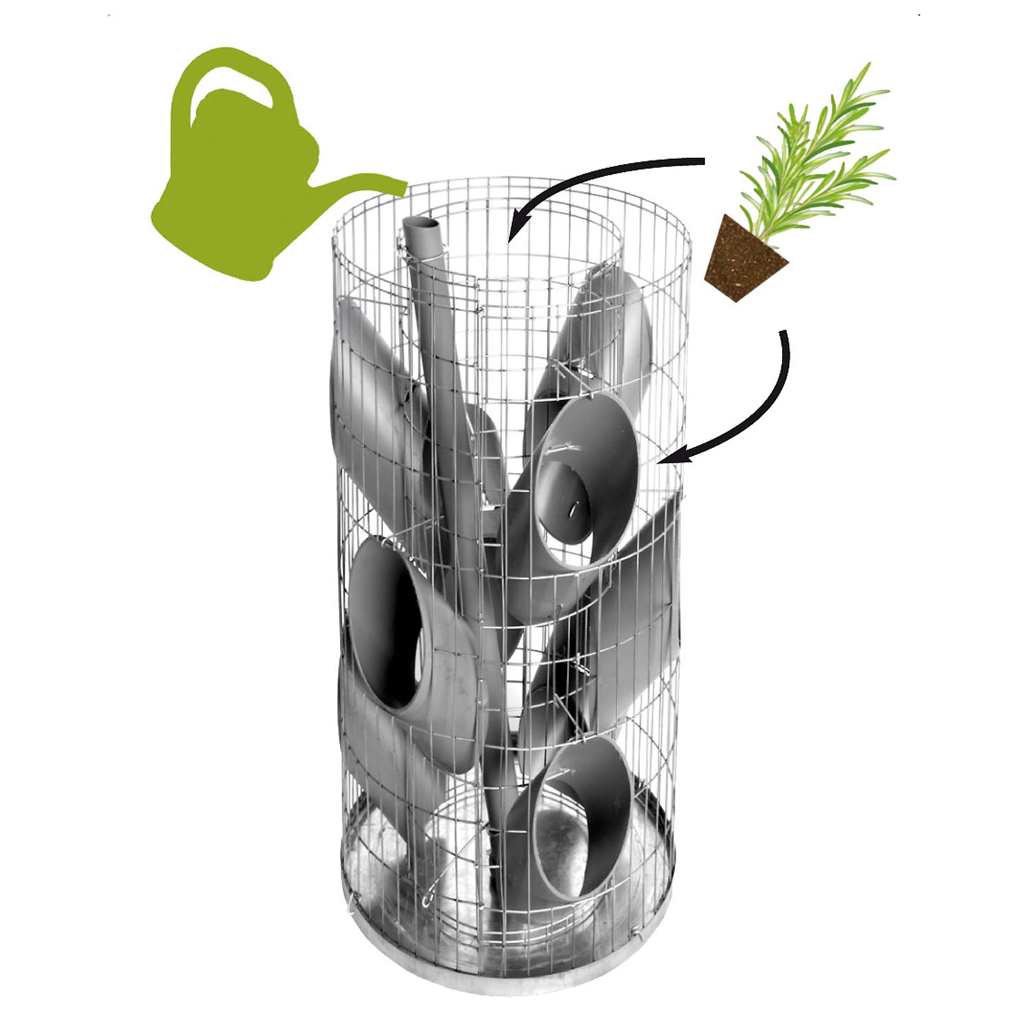 Kräuterturm Steinkorb Bellissa 95620 Ø 40cm Höhe 80 cm Kräuterspirale Pflanzsäule Gabione Hochbeet Kräuterschnecke Durchmesser