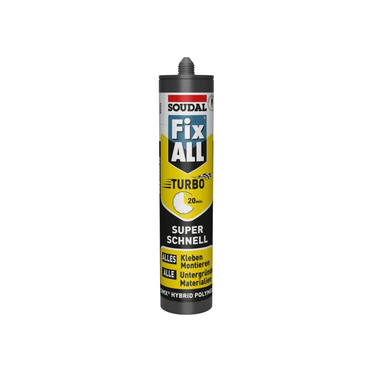 Soudal Fix All Turbo Weiß 290ml Montagekleber & Dichtstoff für Konstruktionen, starke Haftung, vielseitig einsetzbar für Fenster, Türen, Wandverkl