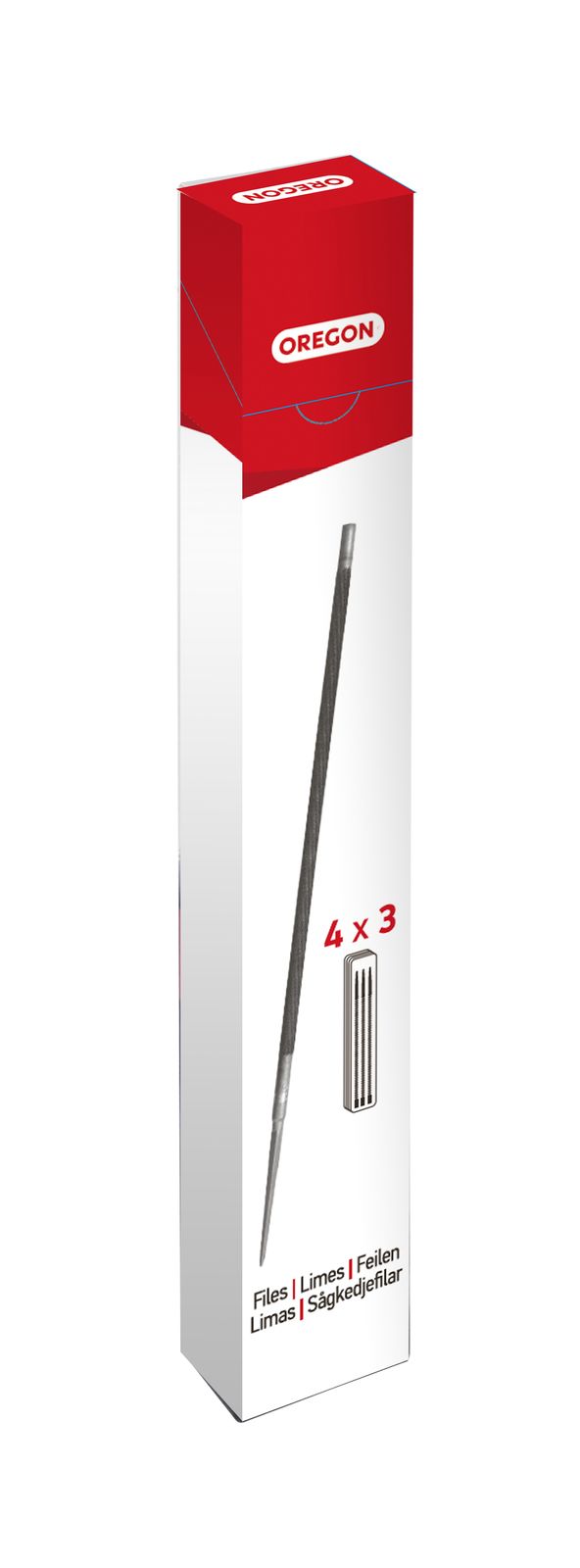 Oregon Kettenfeilen 4,0 mm (12 Stück) Rundfeilen, Feilgerät, Schärfset, präzise, robust, langlebig, für Stihl, Dolmar, Kettensägen, Sägeketten,