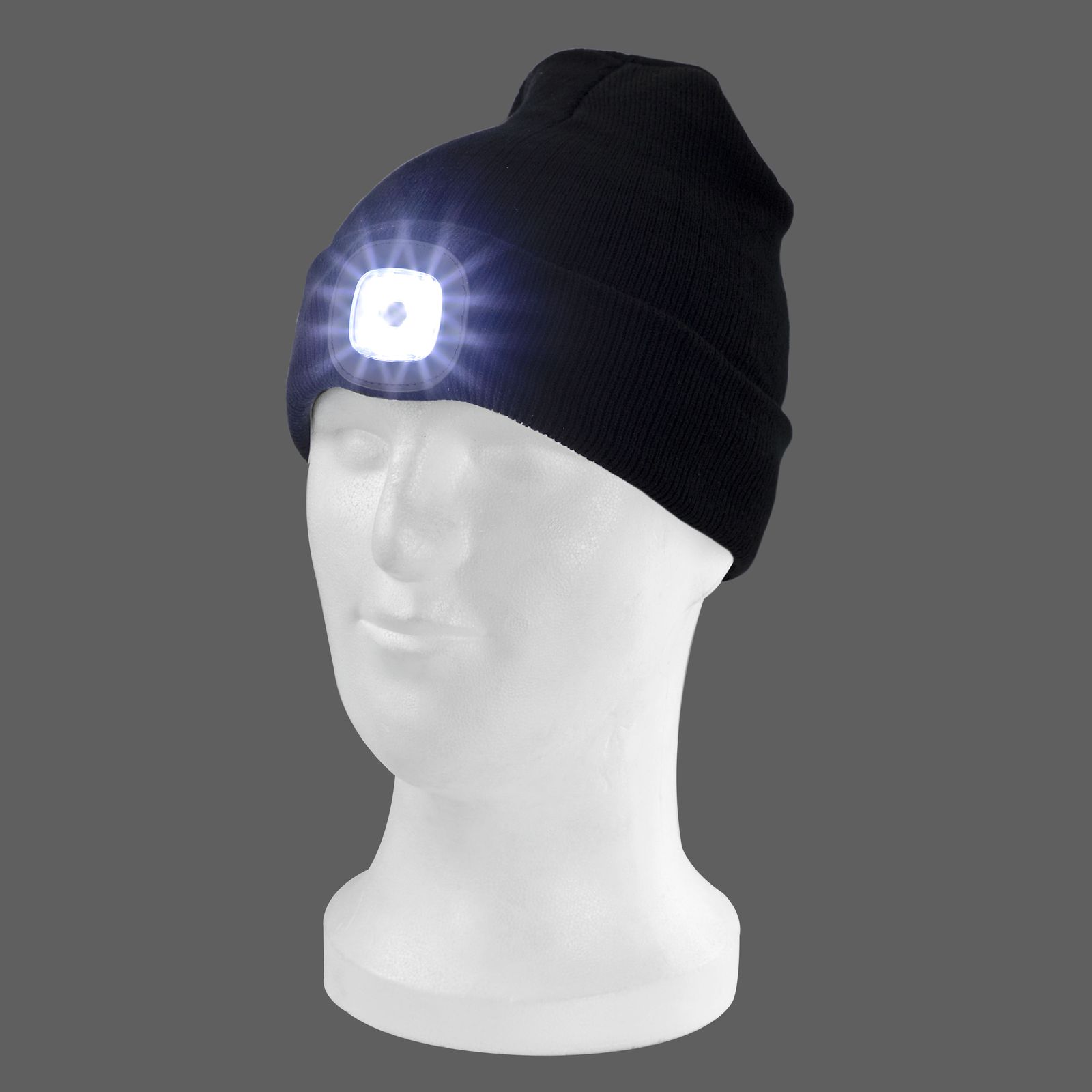 Strickmütze Mütze Wintermütze Port schwarz | LED STABILO Licht mit als ...mehr Baumarkt! A nur m. 3-stufige USB aufladbar Helligkeitsverstellung