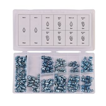 110-teiliges Kegelschmiernippel-Set – M6, M8, M10 In 45°, 90° & 180°, Für Ölpresse & Maschinenwartung