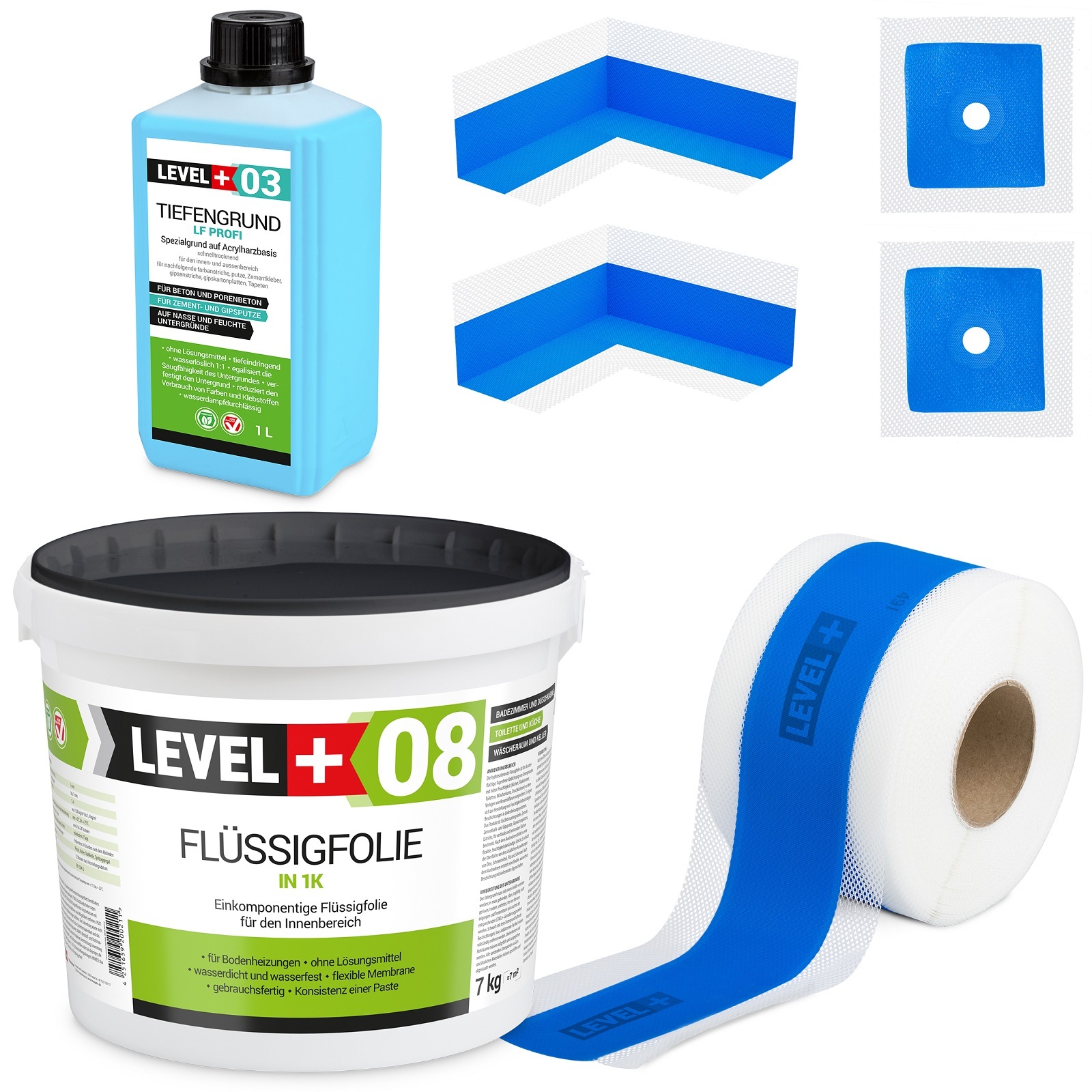 Dichtset für Duschabdichtung Set 302, Untergrundabdichtung, Flüssigfolie, Abdichtungsset, wasserfest, langlebig, Bad, Dusche, Renovierung, Sanitär,