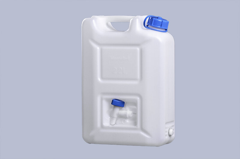 Wasserkanister 22 L HDPE natur - Trinkwasserkanister, Kanister mit Ablasshahn, Outdoor-Kanister - Robust, Langlebig, UV-beständig - Für Camping, G