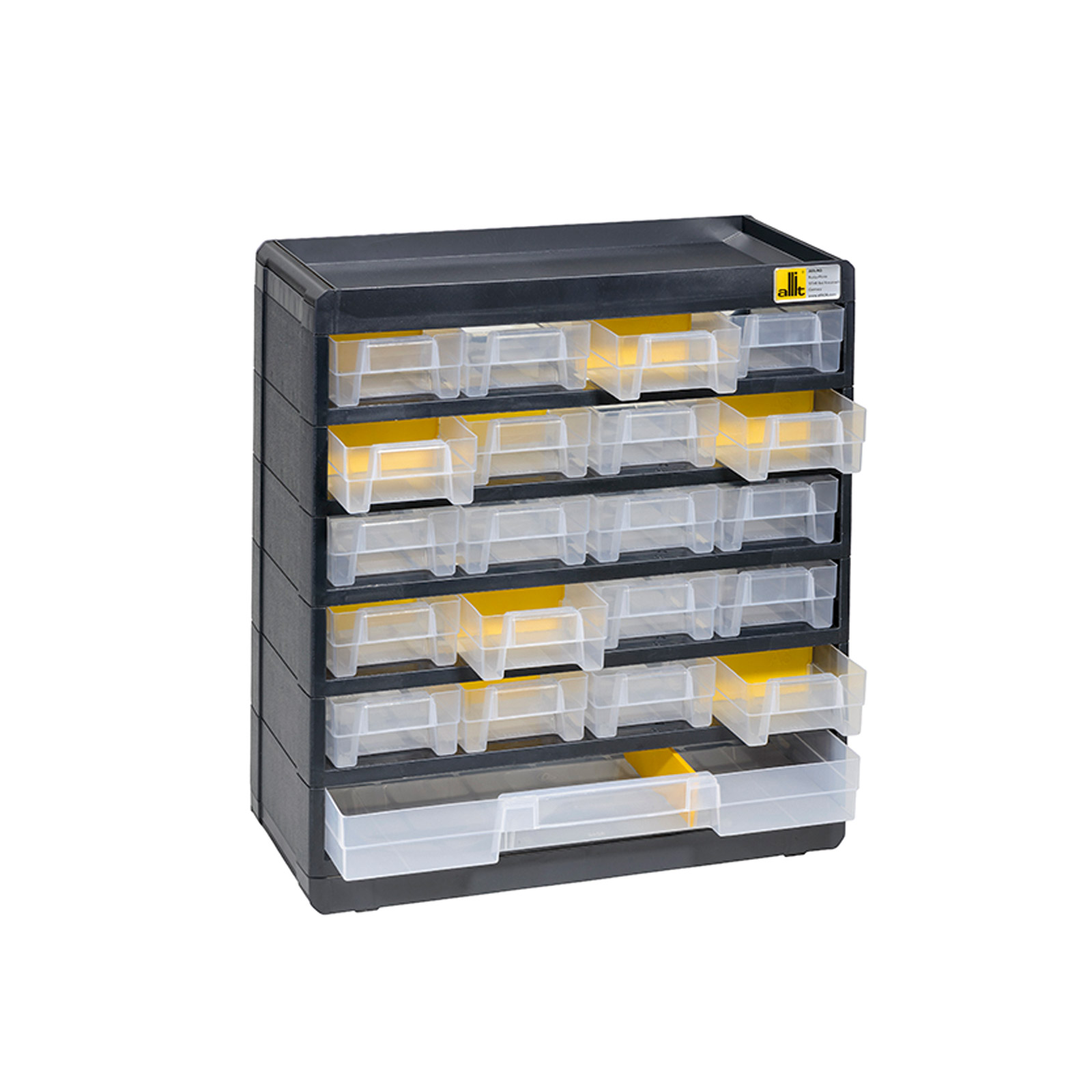 Kleinteilemagazin Basic 32 VarioPlus - 21 Schübe, 11 Trenner - Sortimentskasten, Schüttenmagazin, Kleinteilesortiment - Robust, Vielseitig, Platzspa