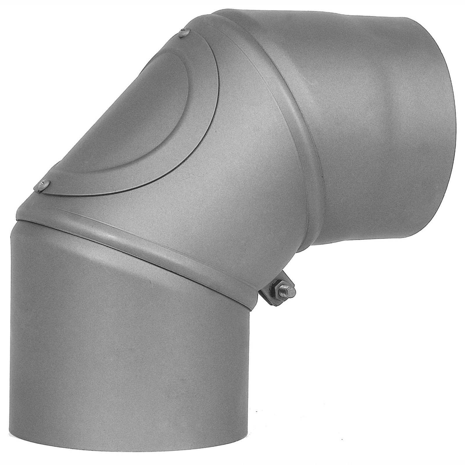 Ofenrohr Bogen Rauchrohr drehbar mit Tür, grau, Ø150 mm