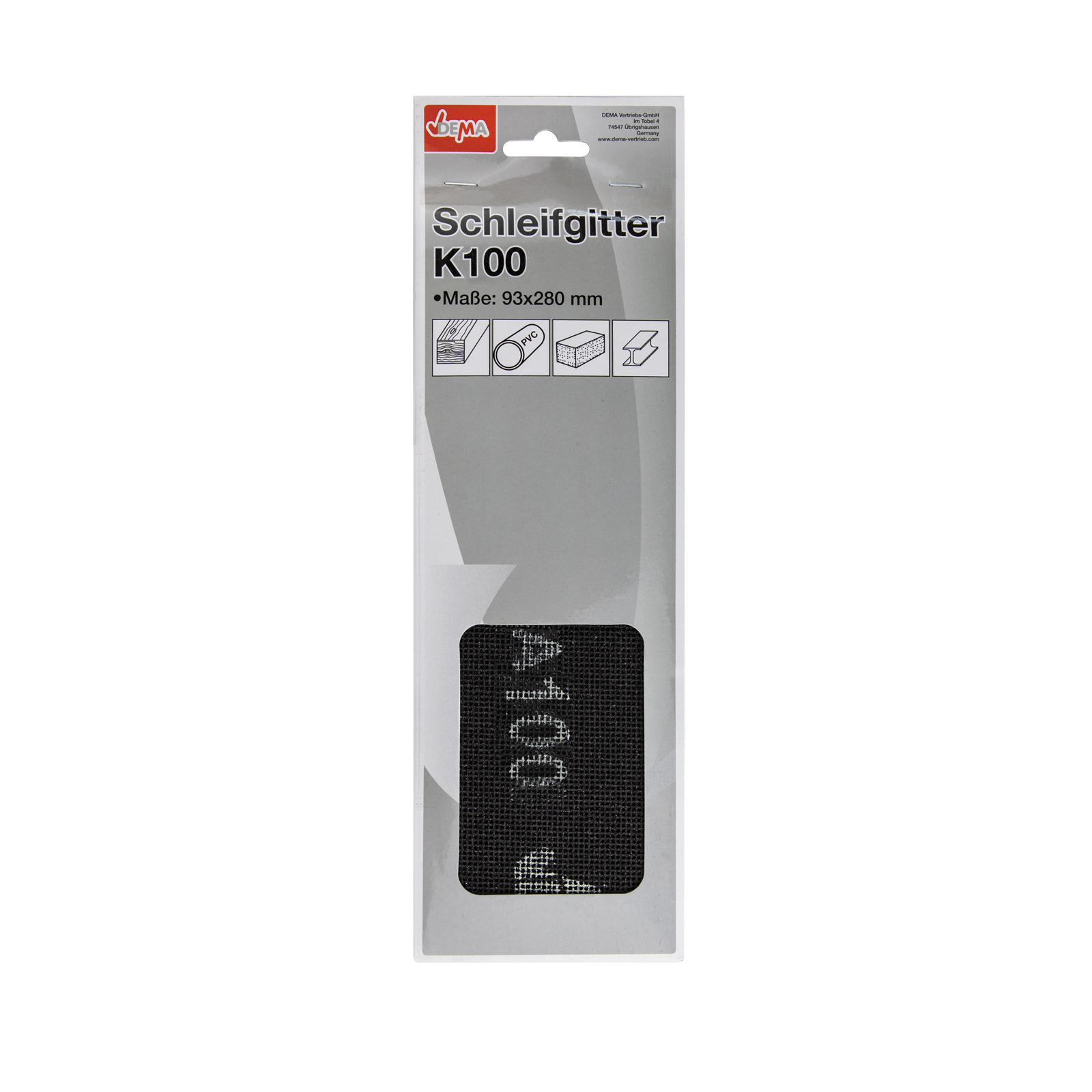 Gitterleinen Schleifpapier, Trockenbau Schleifgitter Set, 93 x 280 mm, K100