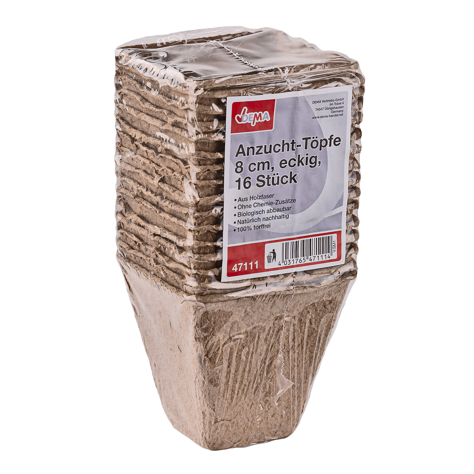 Anzucht-Tpfe, Frhbeet Aufzucht Pflanztpfe, eckig, 8x8 cm, 16 Stck Set,  Holzfaser | STABILO ...mehr als nur Baumarkt!