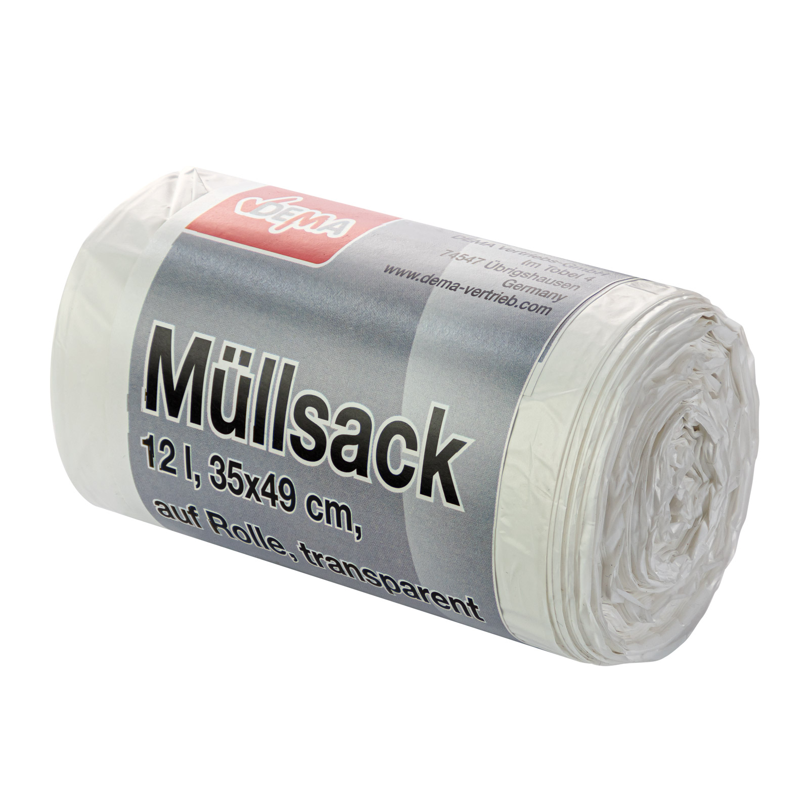 Müllbeutel, Abfallsack, Mülleimer Tüte, 12 Liter, 35 x 49 cm, 40er Rolle, transparent
