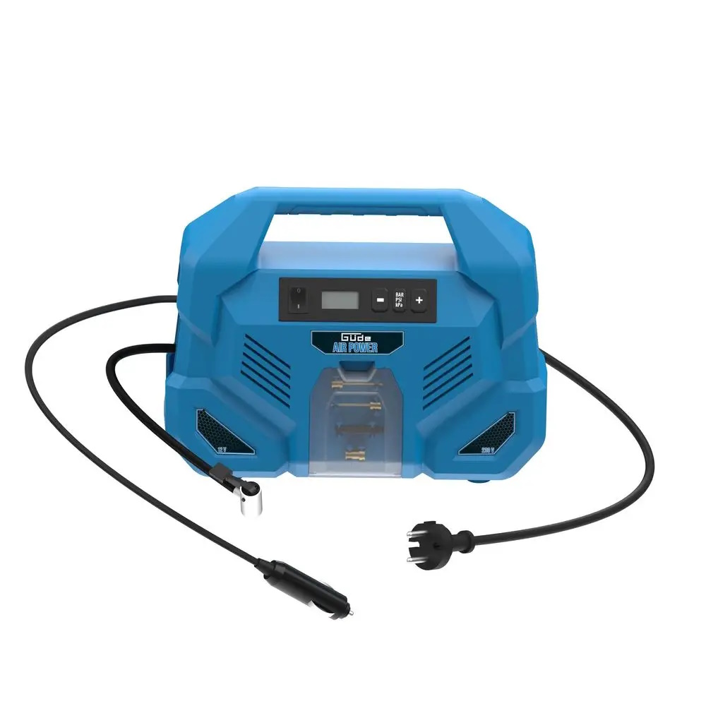 Güde Druckluft Kompressor Airpower Dual Drive – tragbar, ölfrei, 8 Bar – 12V & 230V – leise, leistungsstark, vielseitig – Auto, Werkstatt, R