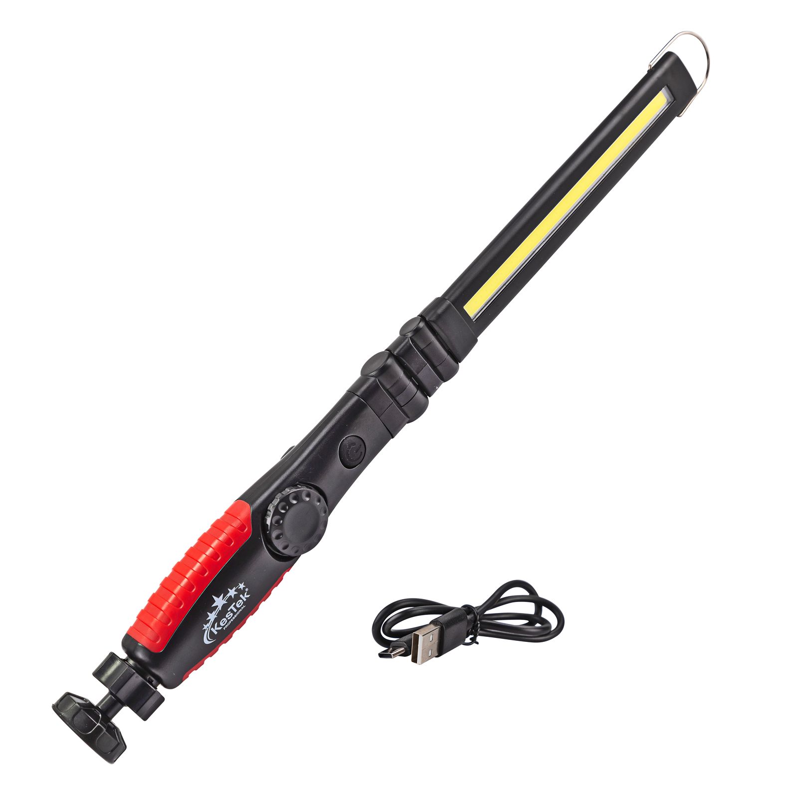 KesTek LED Arbeitsleuchte KTAL-4 – Werkstattleuchte, Inspektionsleuchte, 300lm dimmbar, magnetischer Fuß, Aufhängehaken, USB-C, 2000mAh Akku, flex