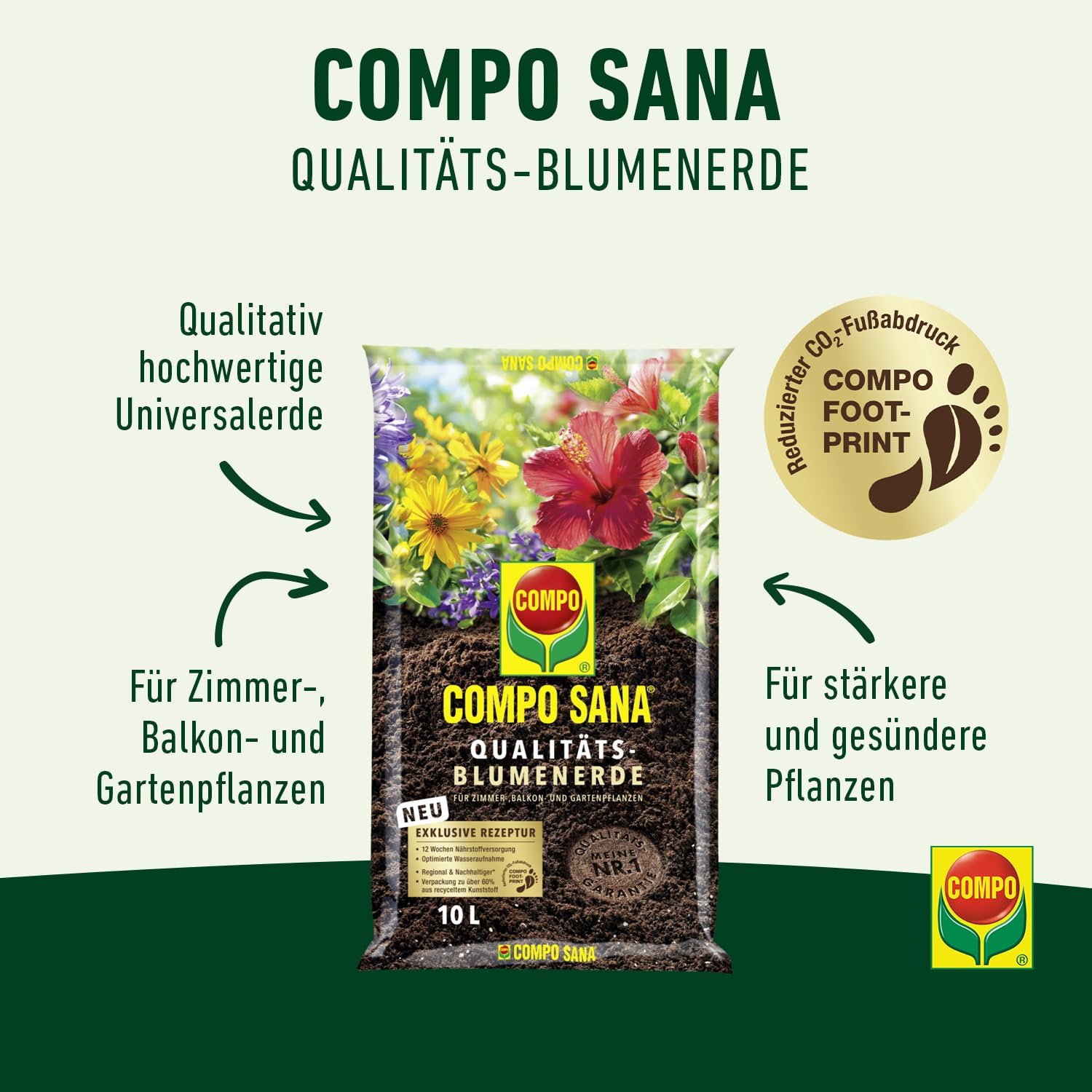 Compo SANA Qualitts-Blumenerde 10 l | STABILO ...mehr als nur Baumarkt!