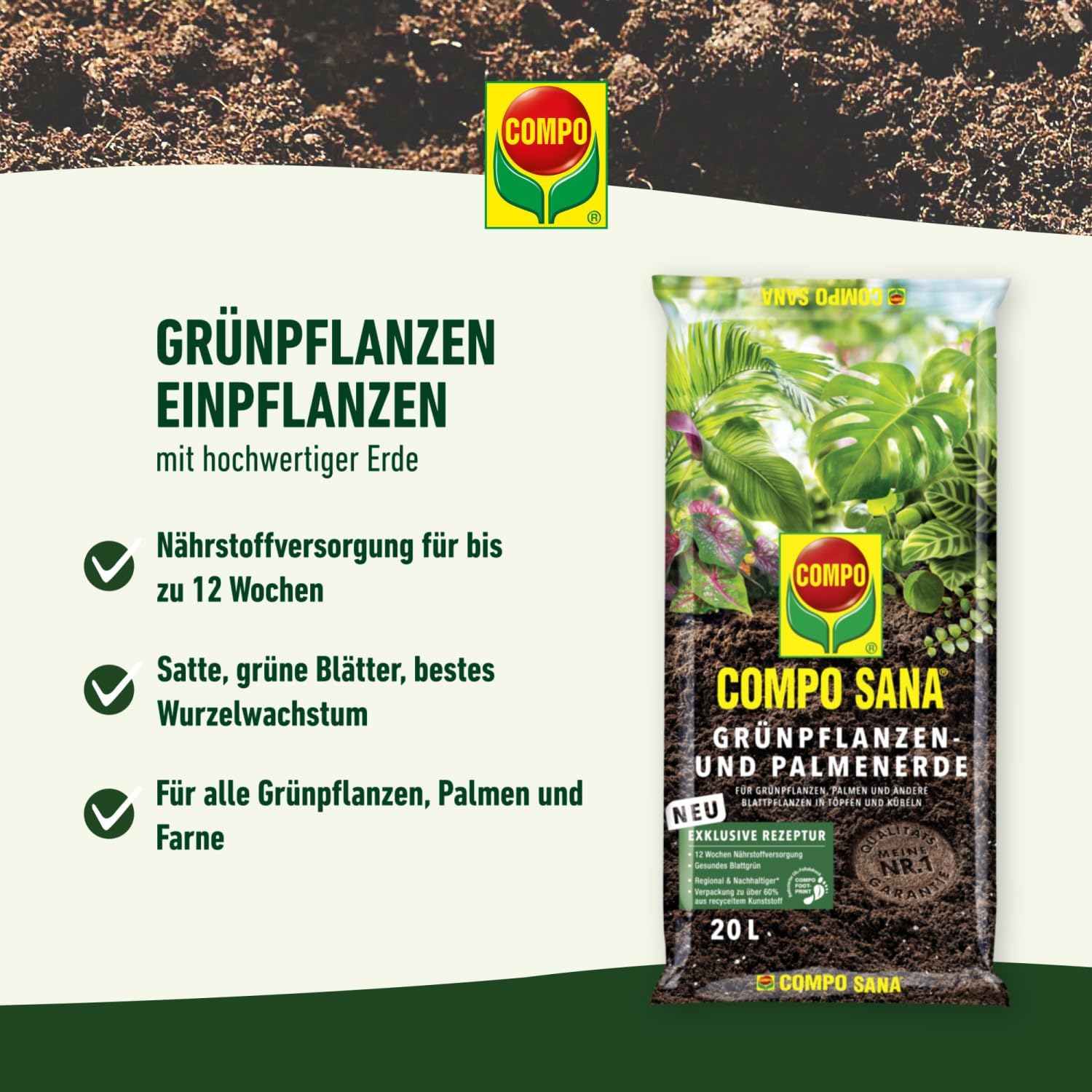COMPO SANA Grnpflanzen- und Palmenerde 10 l | STABILO ...mehr als nur  Baumarkt!