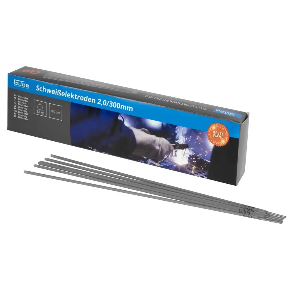 Güde Schweißelektroden 2,0x300 mm – rutilumhüllte Elektroden, Stabelektroden – robust, langlebig, präzise – für Elektrodenschweißen, Werks