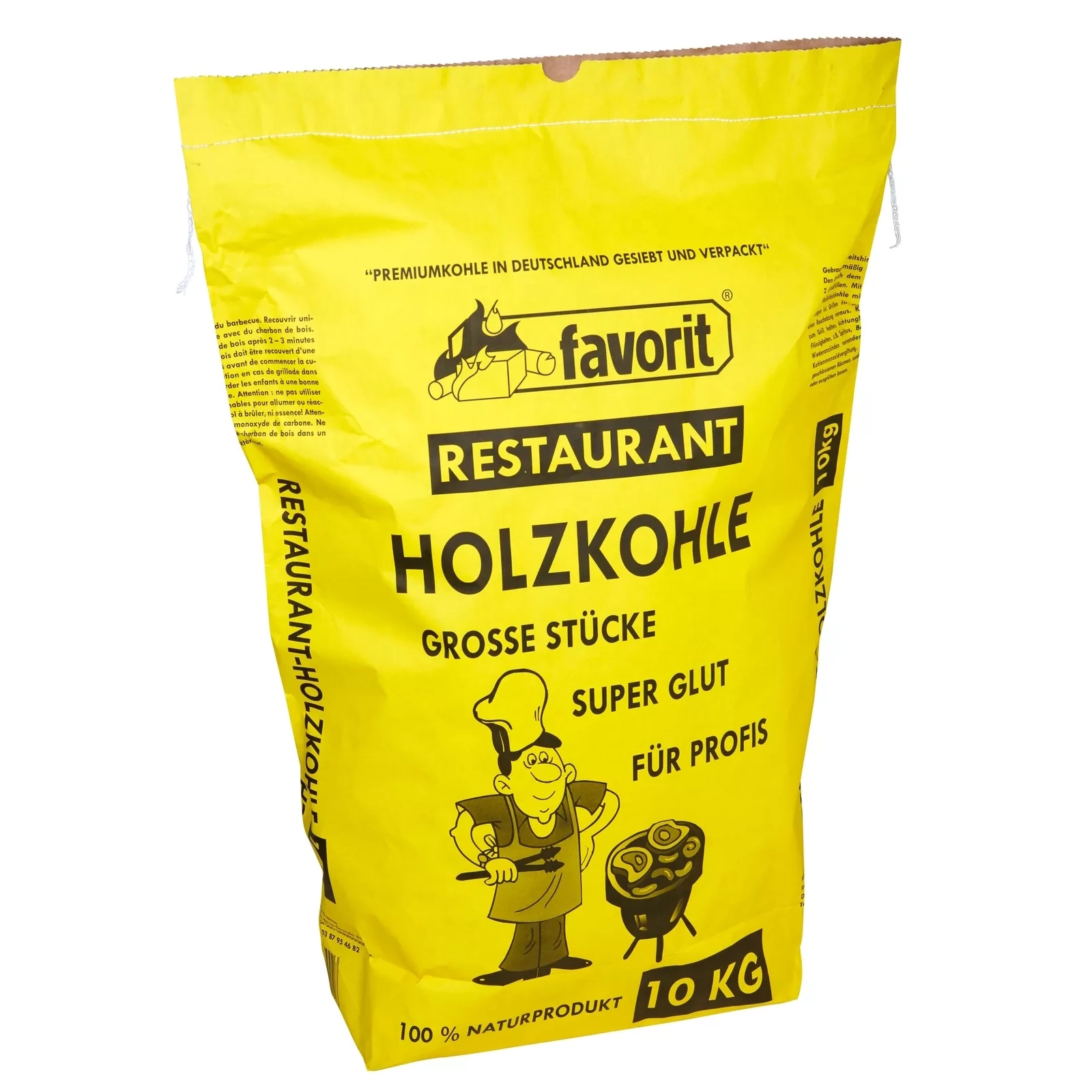 Favorit Restaurant Holzkohle 10 kg Grillkohle, Holzkohle, BBQ-Kohle, reines Laubholz, schnell zündend, ideal für Grill, Gastronomie, Smoker, Campi