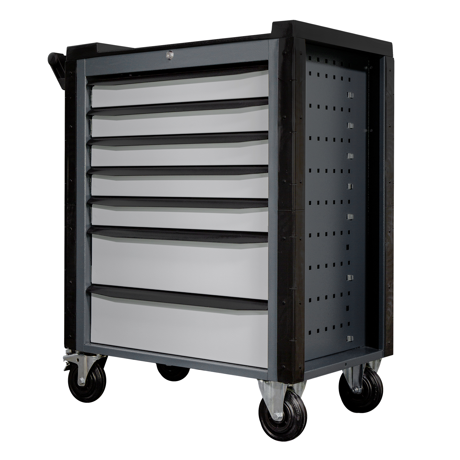 ADB Werkstattwagen HQ 7 SL mit 190-tlg. Werkzeugset – Robuster Werkzeugwagen, 7 Schubladen, zentral verschließbar, ergonomisch, mobil, ideal für P