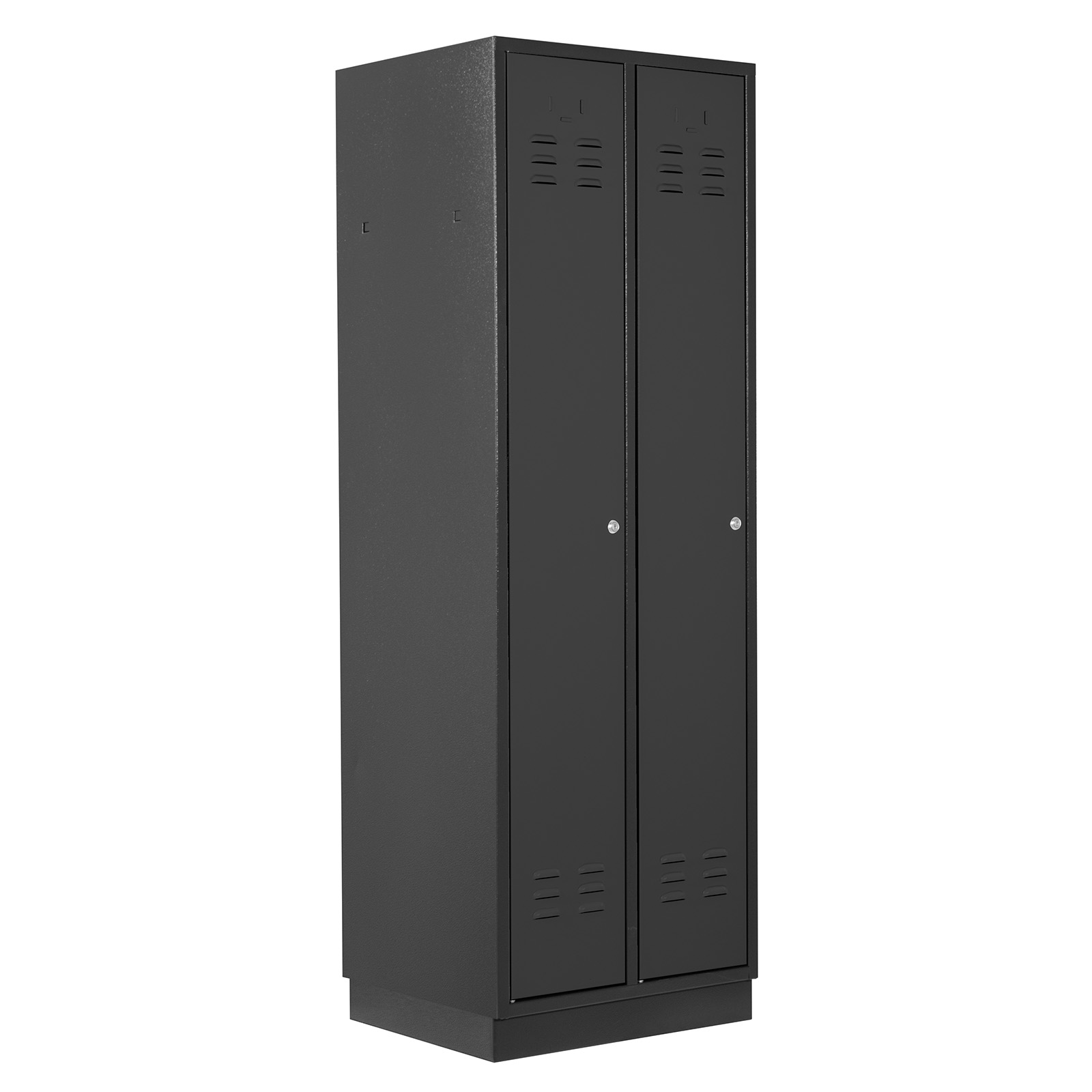 ADB Spind 2-türig, robust & funktional, Garderobenschrank mit Lüftungsschlitzen, abschließbar, Stahlblech, anthrazitgrau, H 1775 x B 600 x T 500 mm