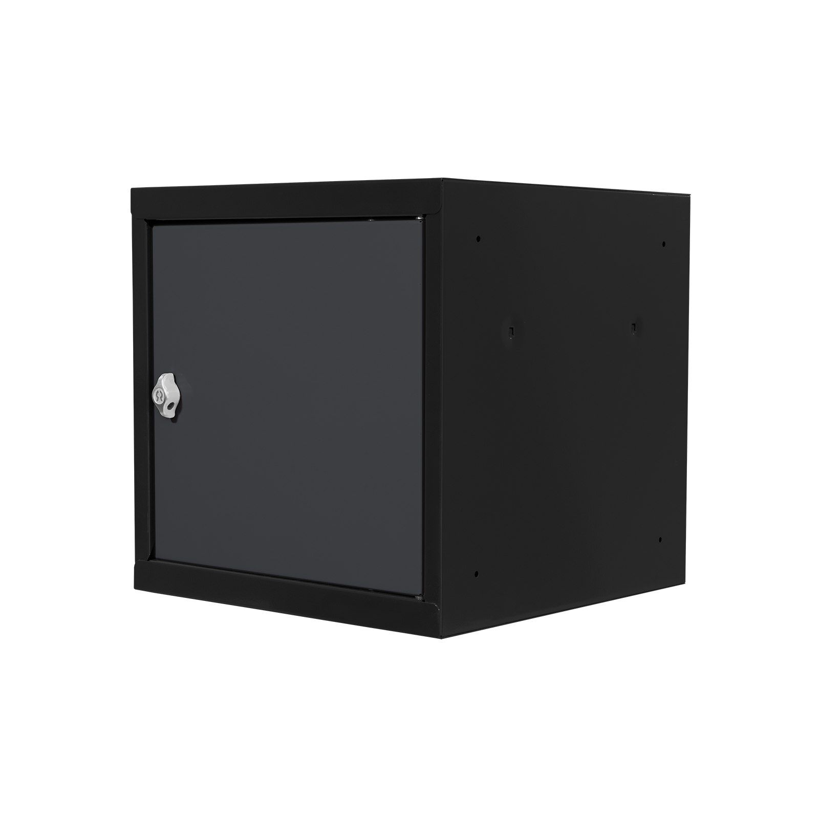 ADB Wertfach-Schließfach 400x400x400mm, Stahl-Würfel mit Drehriegel für Vorhängeschloss, stapelbar & pulverbeschichtet, vormontiert – Tür & Kor