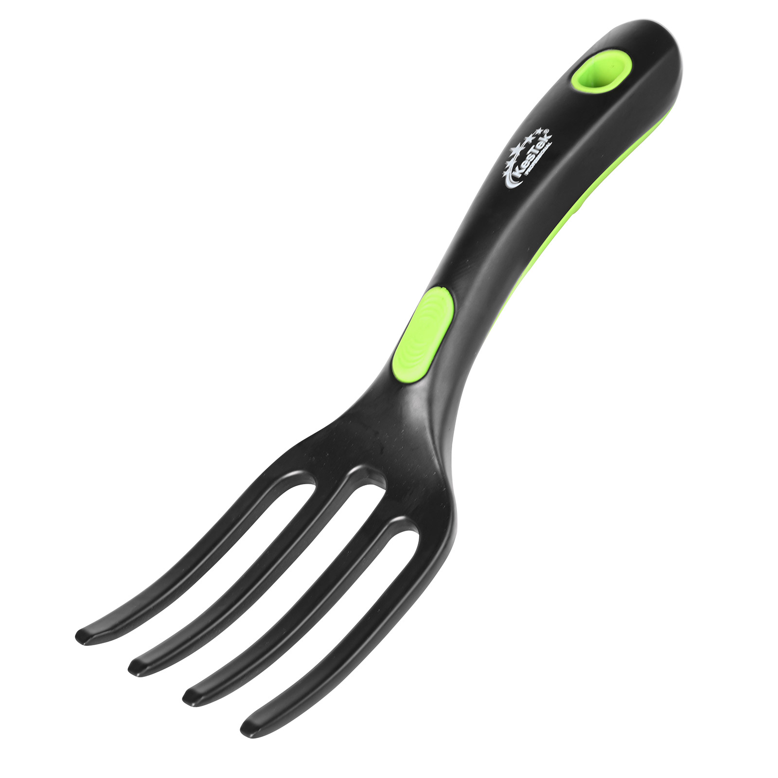 KesTek Pflanzgabel Alu-Line 25 cm – Gartenforke, Handgabel, Pflanzgabel, Alu-Druckguss, 4 Zinken, leicht & stabil, Softgriff, platzsparend mit Auf