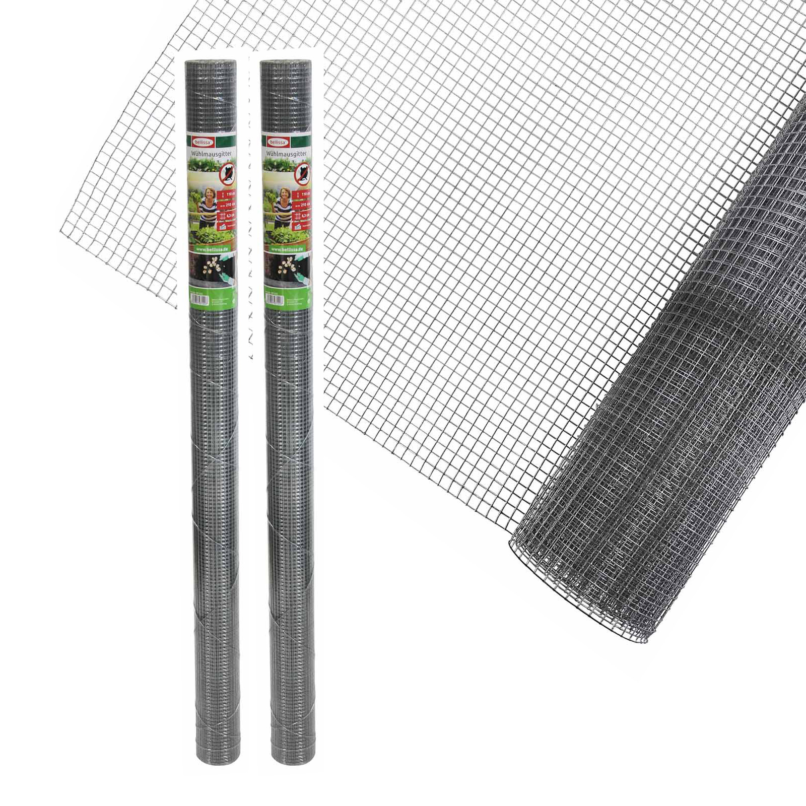 2x bellissa Wühlmausgitter 210x110 cm Nagerschutz Beetgitter Volierendraht Schutz Maulwurf Hochbeet