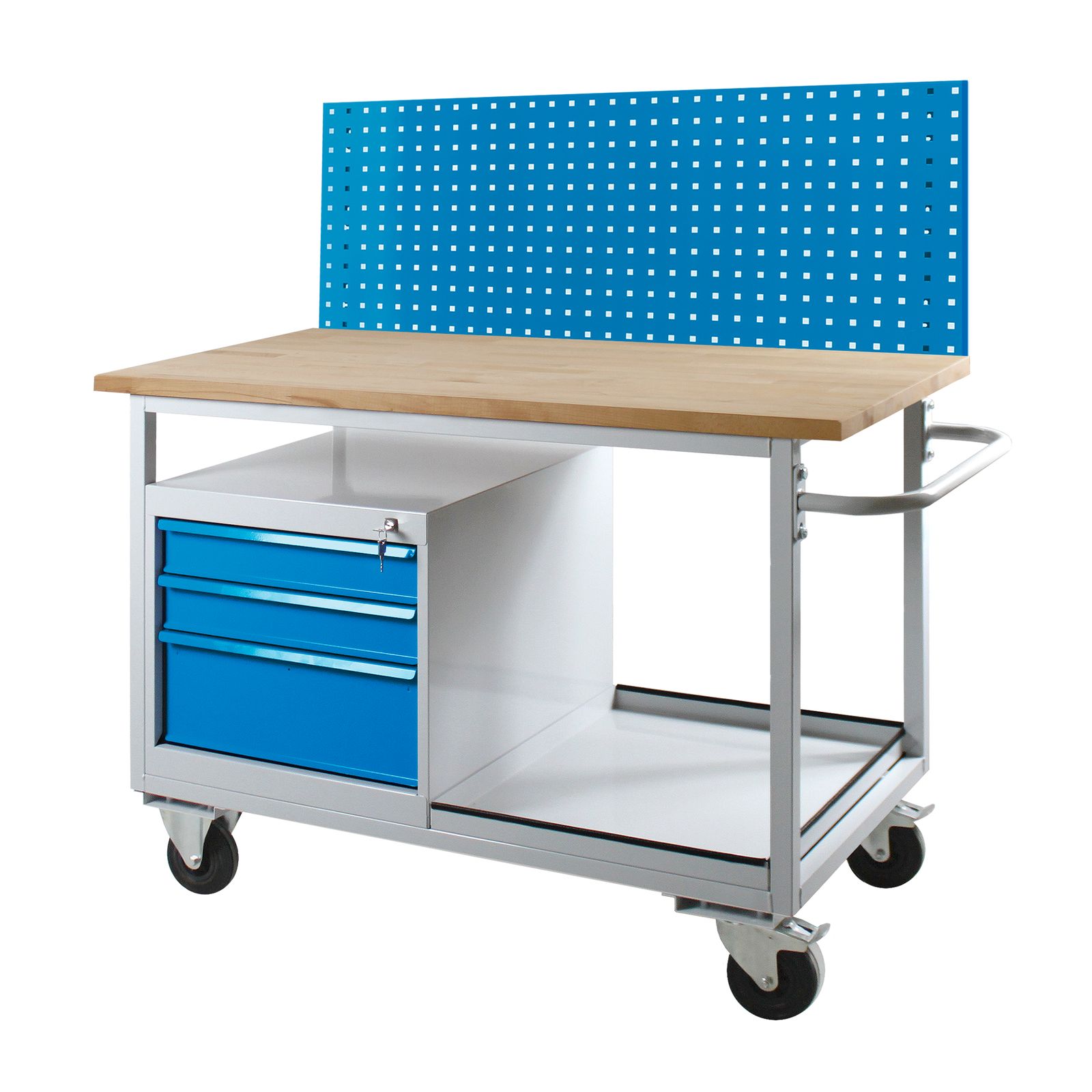 ADB TRINAX Mobile Werkbank 3 Schubladen RAL7035/7016,mobiler Werktisch, Werkzeugwagen, Arbeitstisch, hohe Tragkraft, flexibel, mit Ablage, ideal für