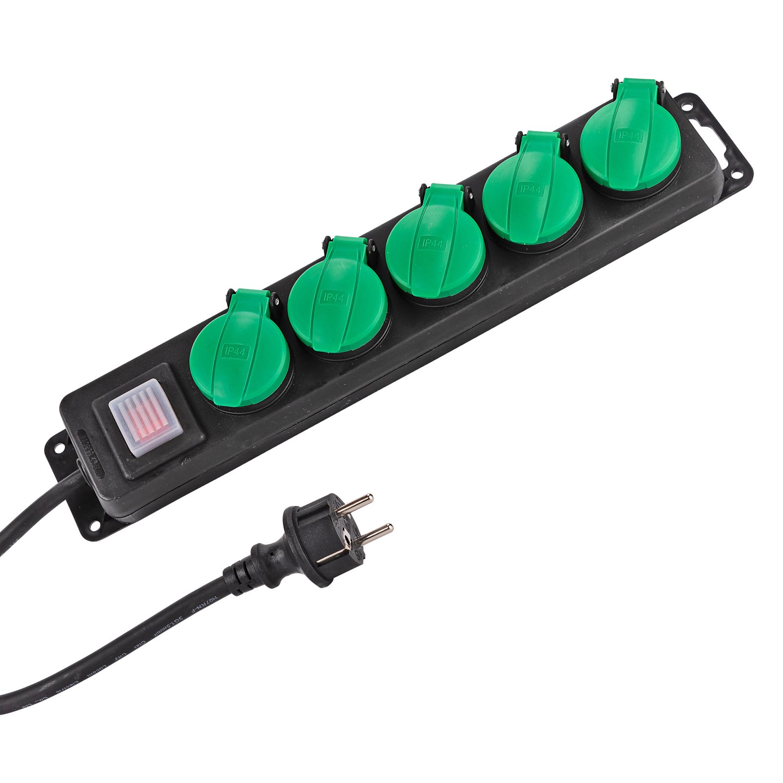 Kestek Steckdosenleiste 5-fach – Mehrfachstecker, Steckdosenverteiler, Steckdosenblock – mit Schalter, IP44, spritzwassergeschützt – für Haush