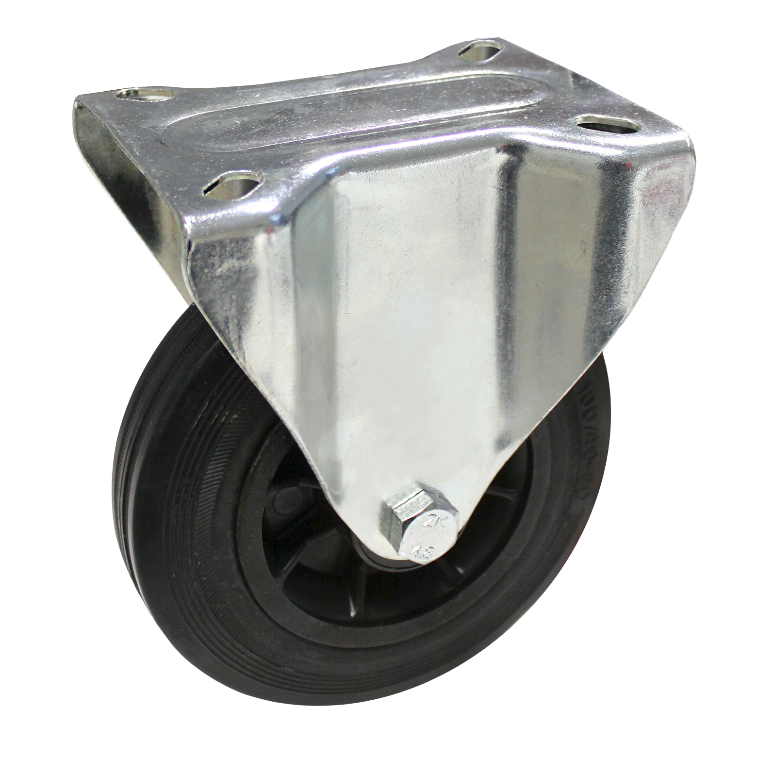 ADB Bockrolle Ø160 mm – Schwerlastrolle, Transportrolle, Gummirolle – verzinkter Stahl, geräuscharm, 70 kg Tragkraft – für Werkstatt, Möbel,