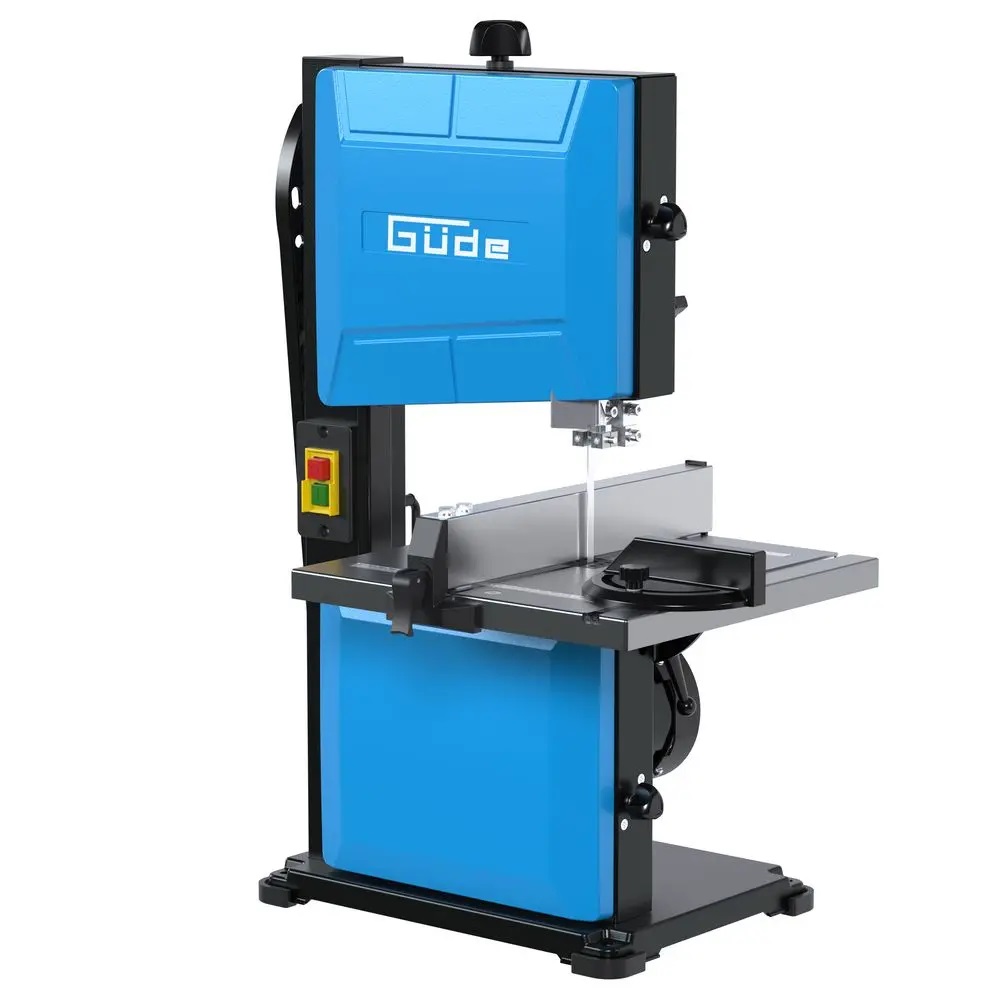 Güde Bandsäge GBS 200S, 350 W, präzise & vibrationsarm, 45° schwenkbarer Tisch, Aluminium-Sägebandrollen, Holzarbeiten, Hobby & Profi