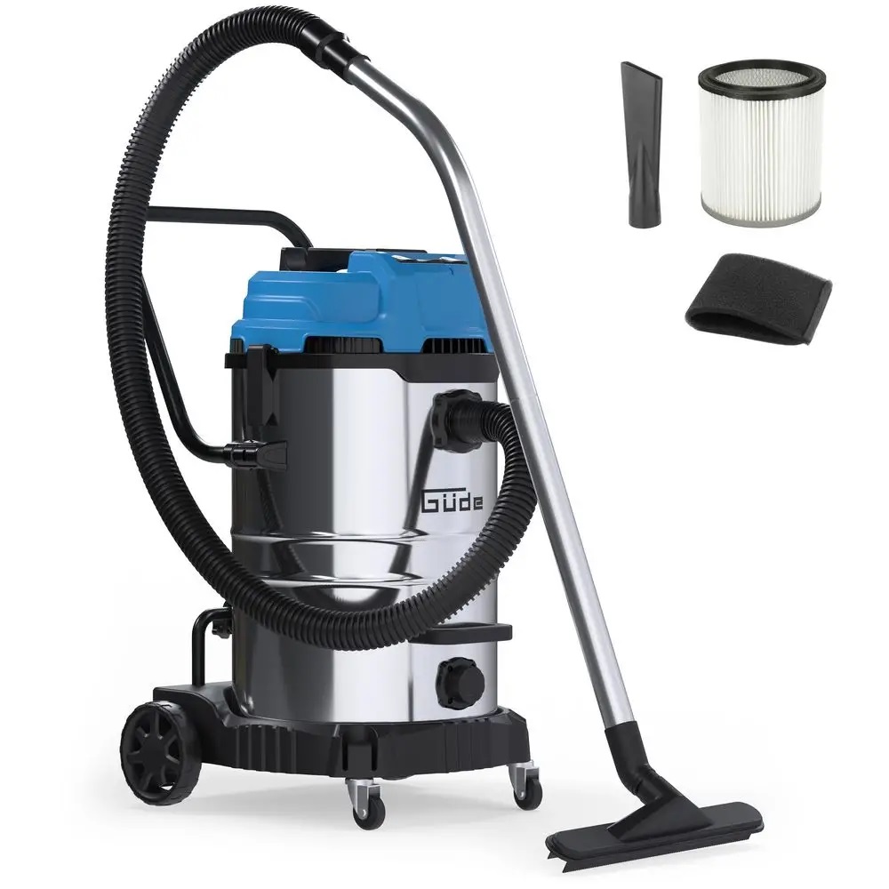 Güde Nass-Trockensauger GNTS 3-60L, 3×1200 W Power, 60 l Edelstahltank, Filterreinigung, mobil & vielseitig für Werkstatt, Garage, Baustelle