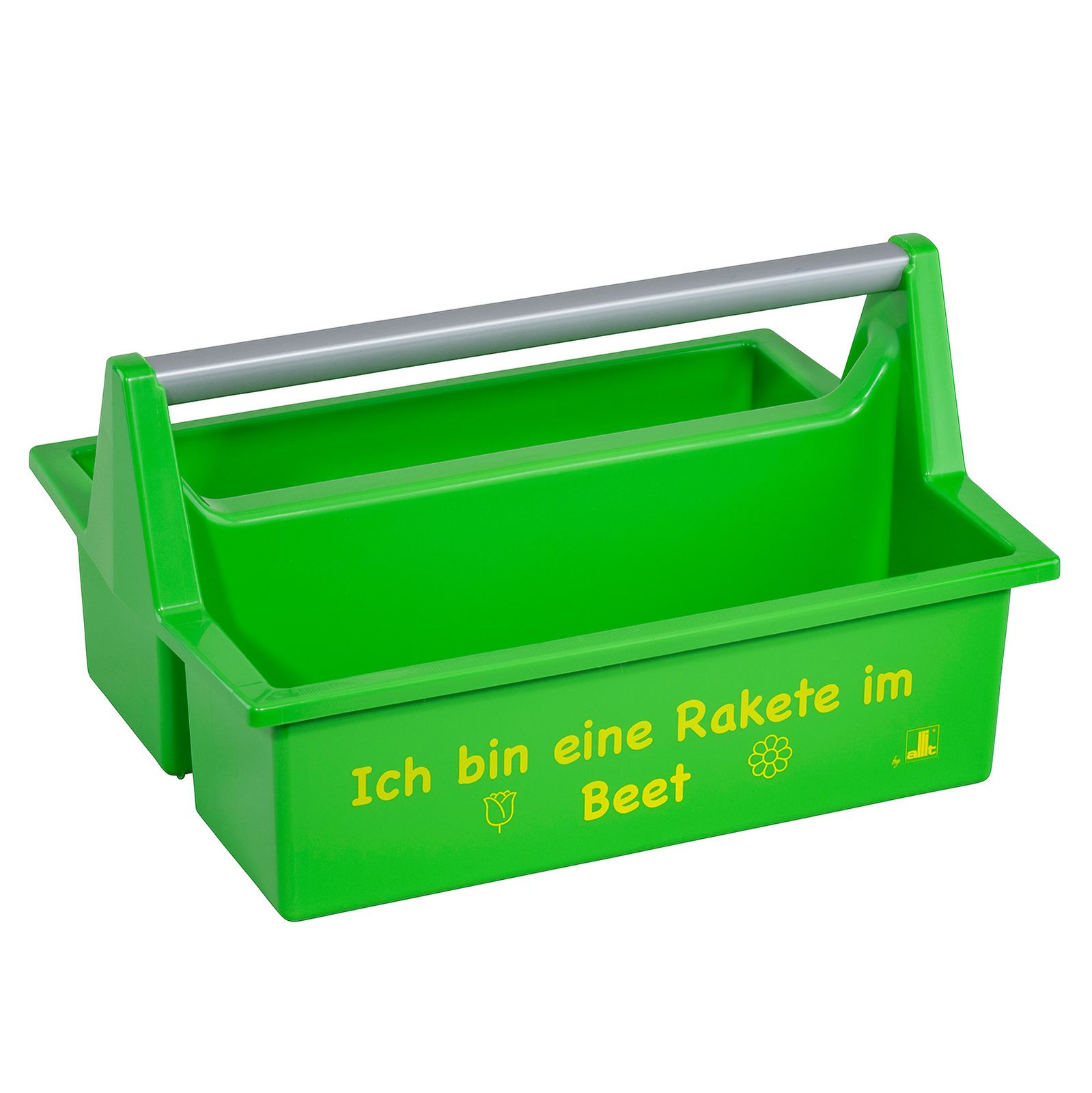 Tragekasten Beetrakete, Kunststoff mit Spruch, 2 Fächer, ergonomischer Griff, für Garten, Heimwerker & Alltag, vielseitig einsetzbar